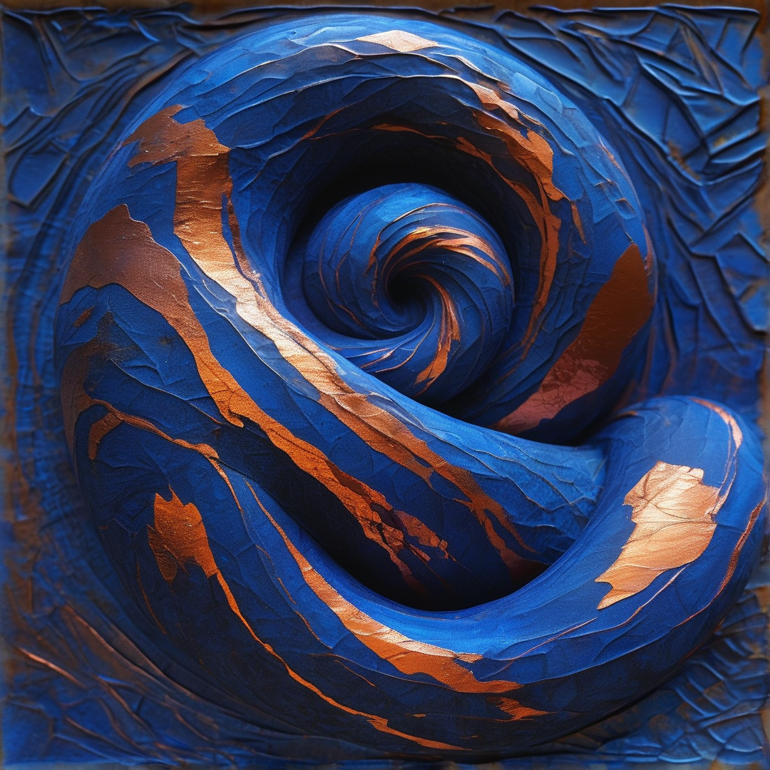 Copper Cobalt Spiral — Textured Relief Study