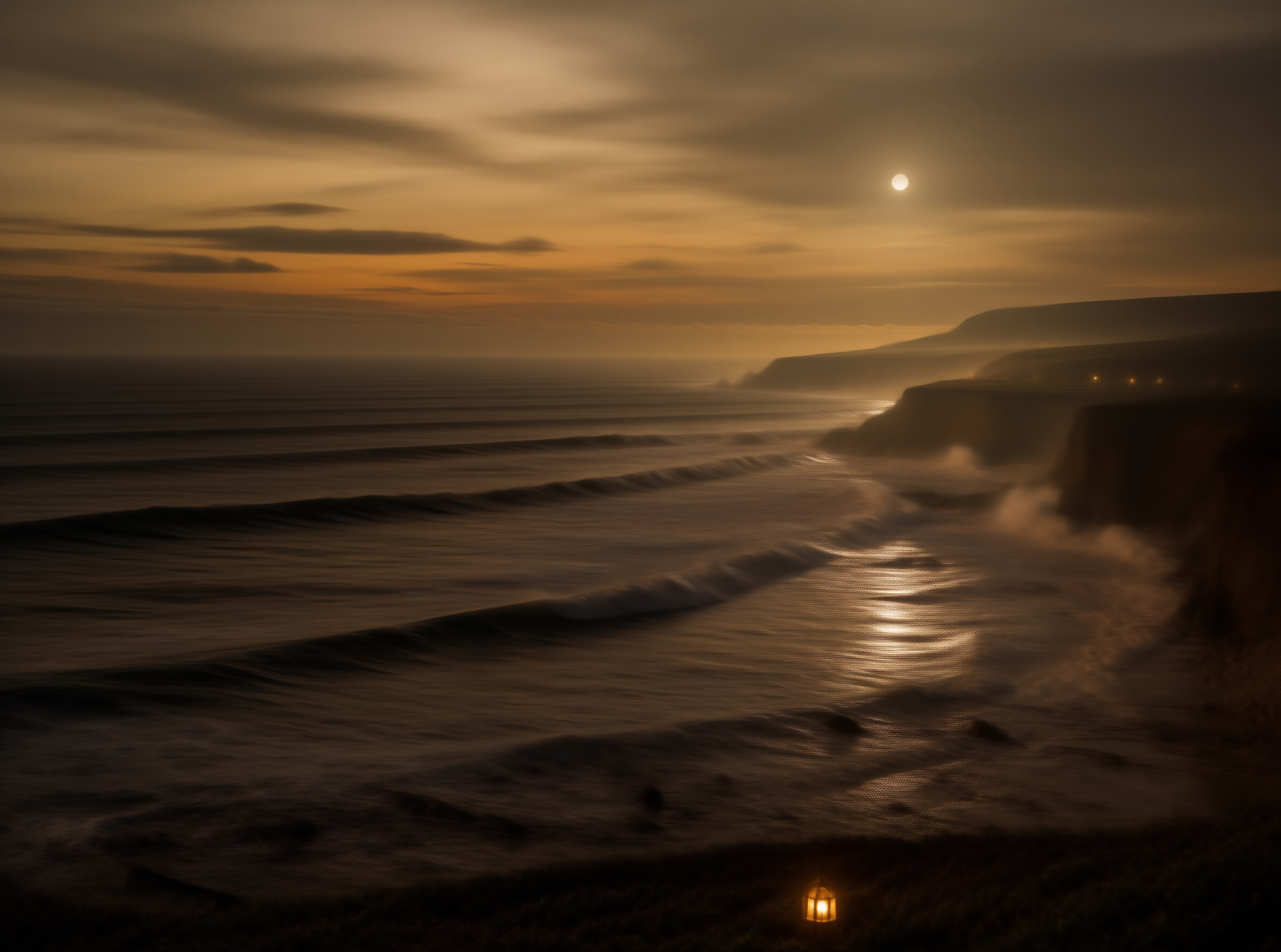 Moonlit Coastal Scene