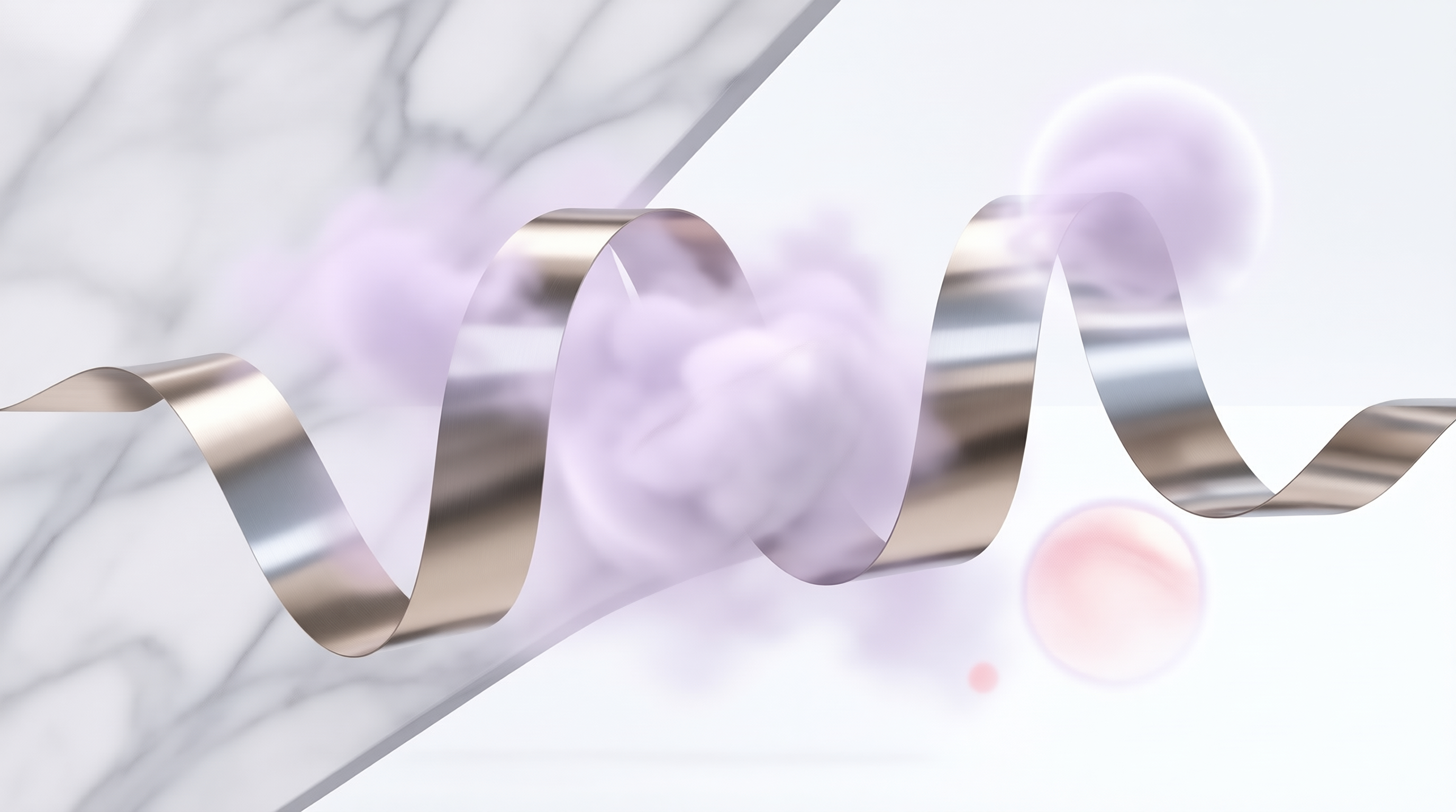 Metallic Ribbon with Soft Clouds