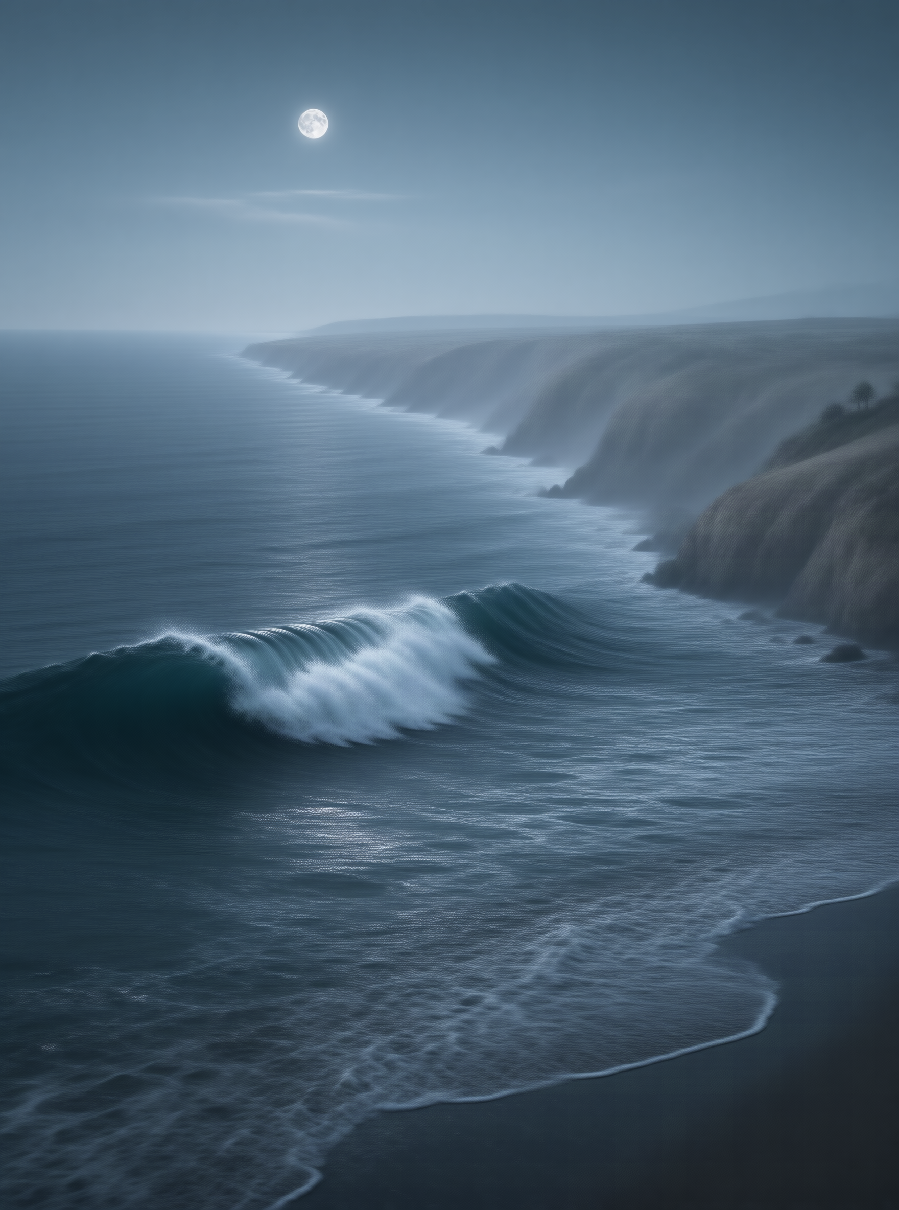 Serene Moonlit Coastline