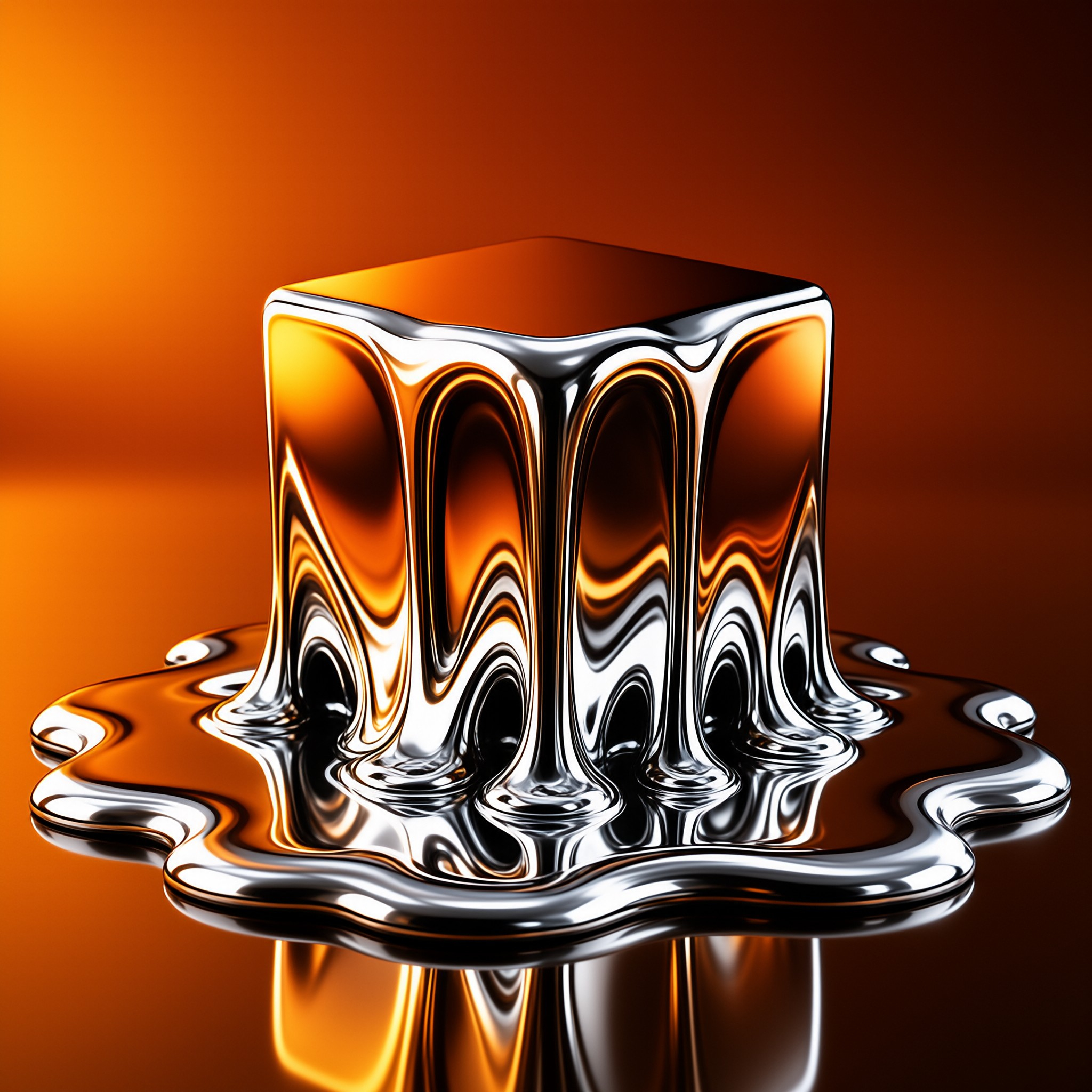 Melting Metallic Cube