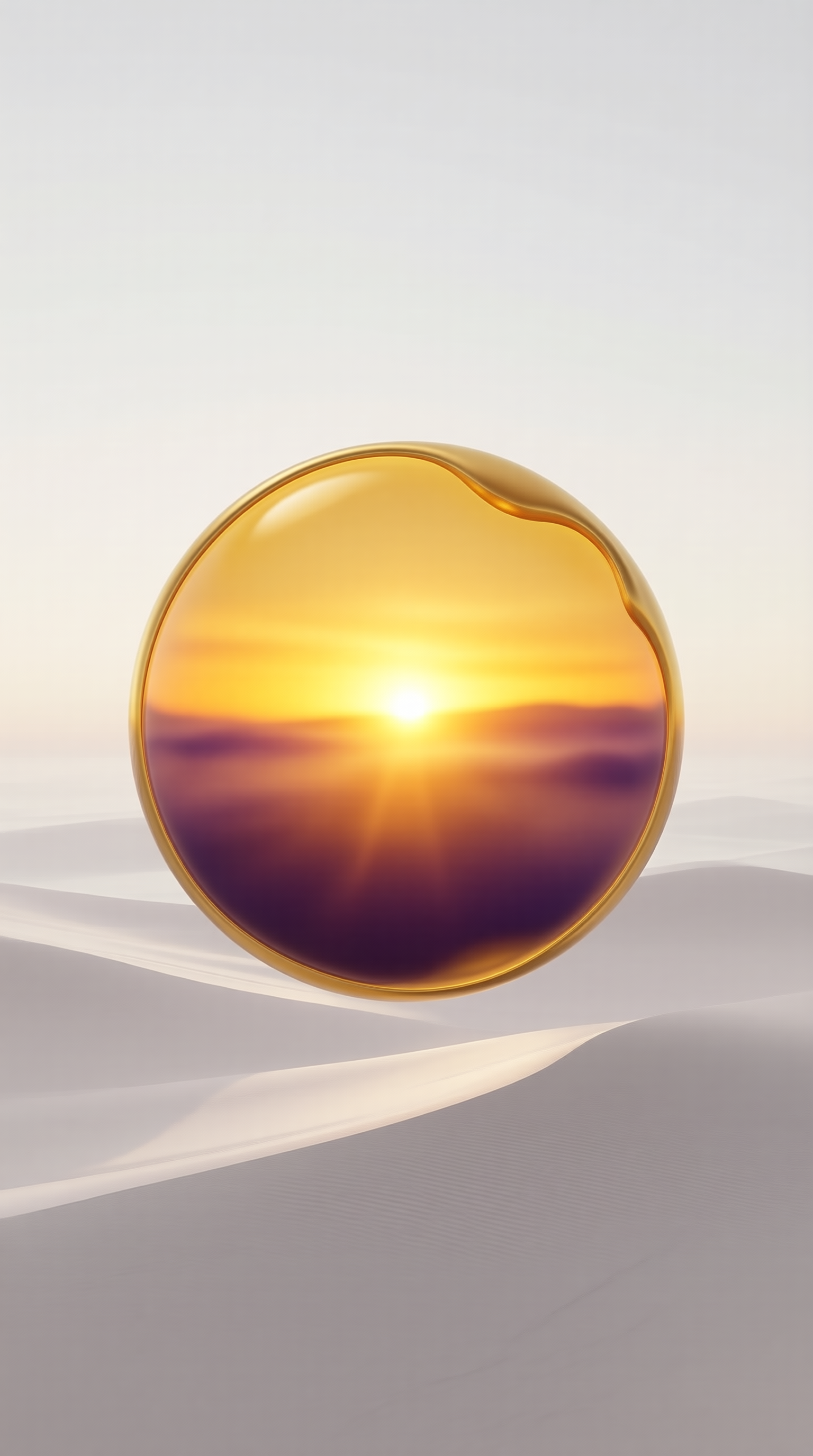Amber Glass Orb — Sunset Reflection Study