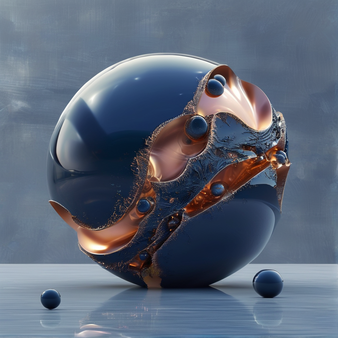 Broken Blue Sphere with Copper
