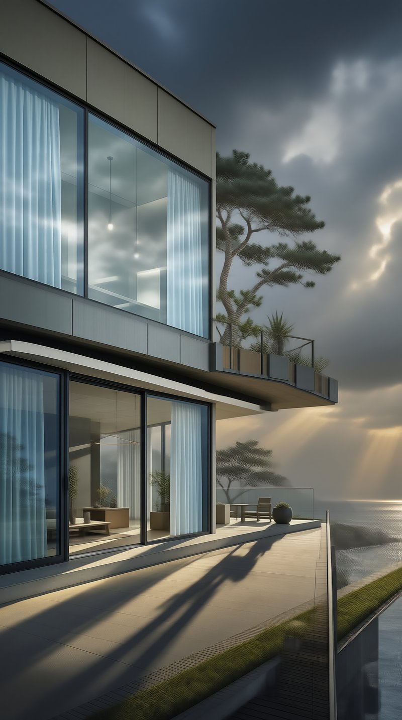 Modern Villa at Sunset