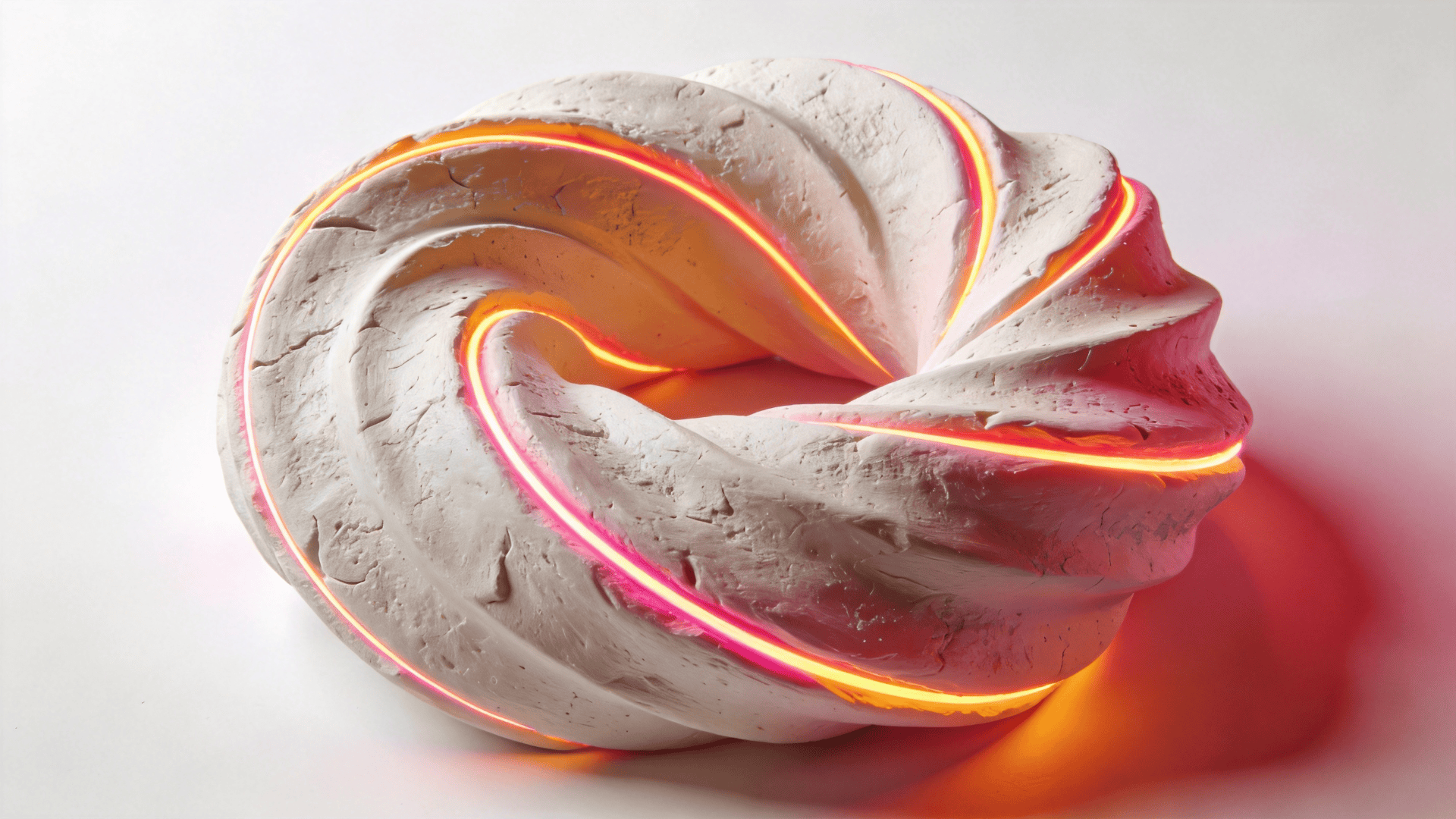 Twisted torus, Neon-lit, Clay Study