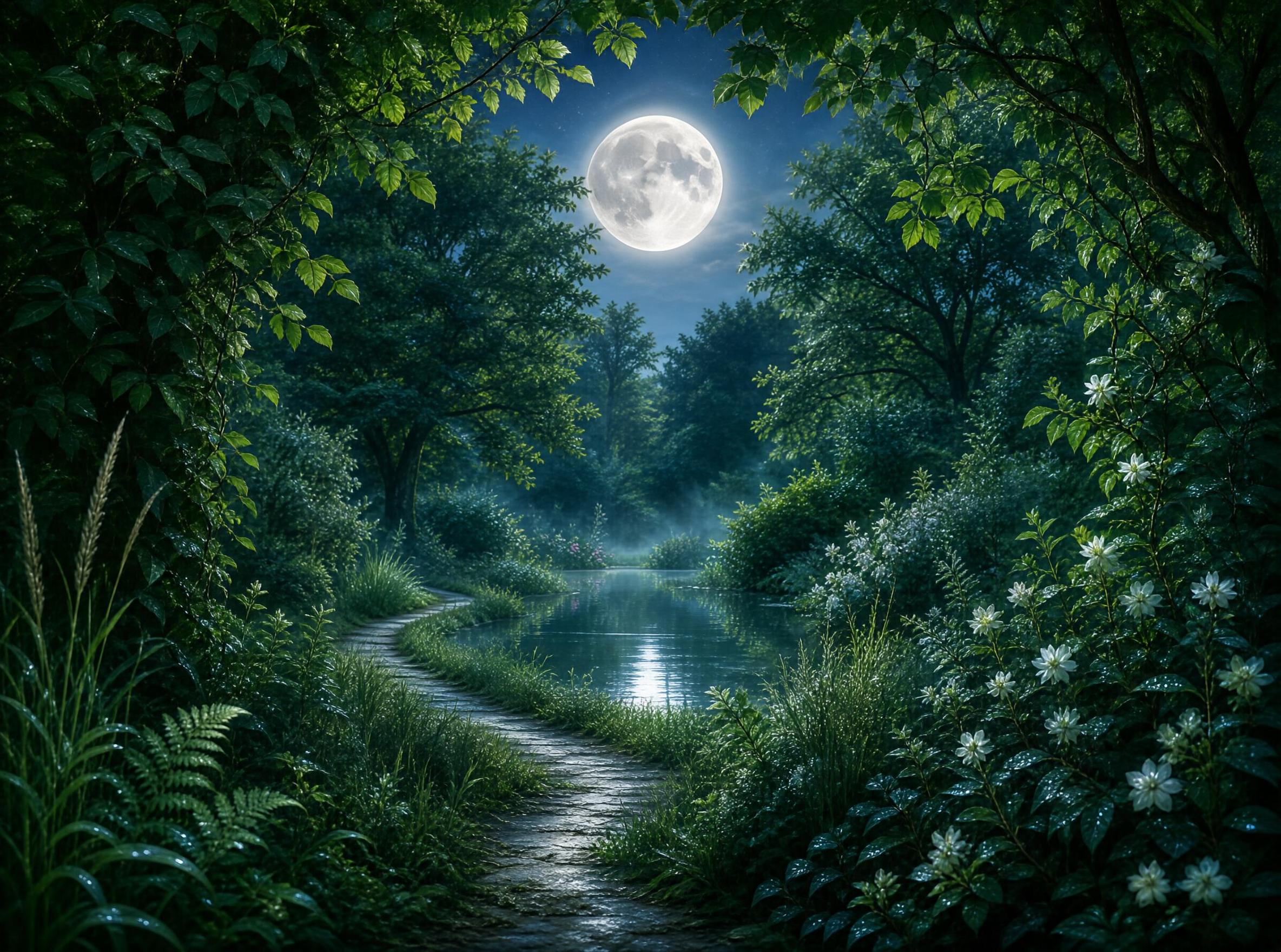 Moonlit Forest Path