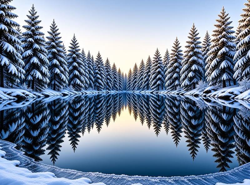 Snowy Forest Reflection