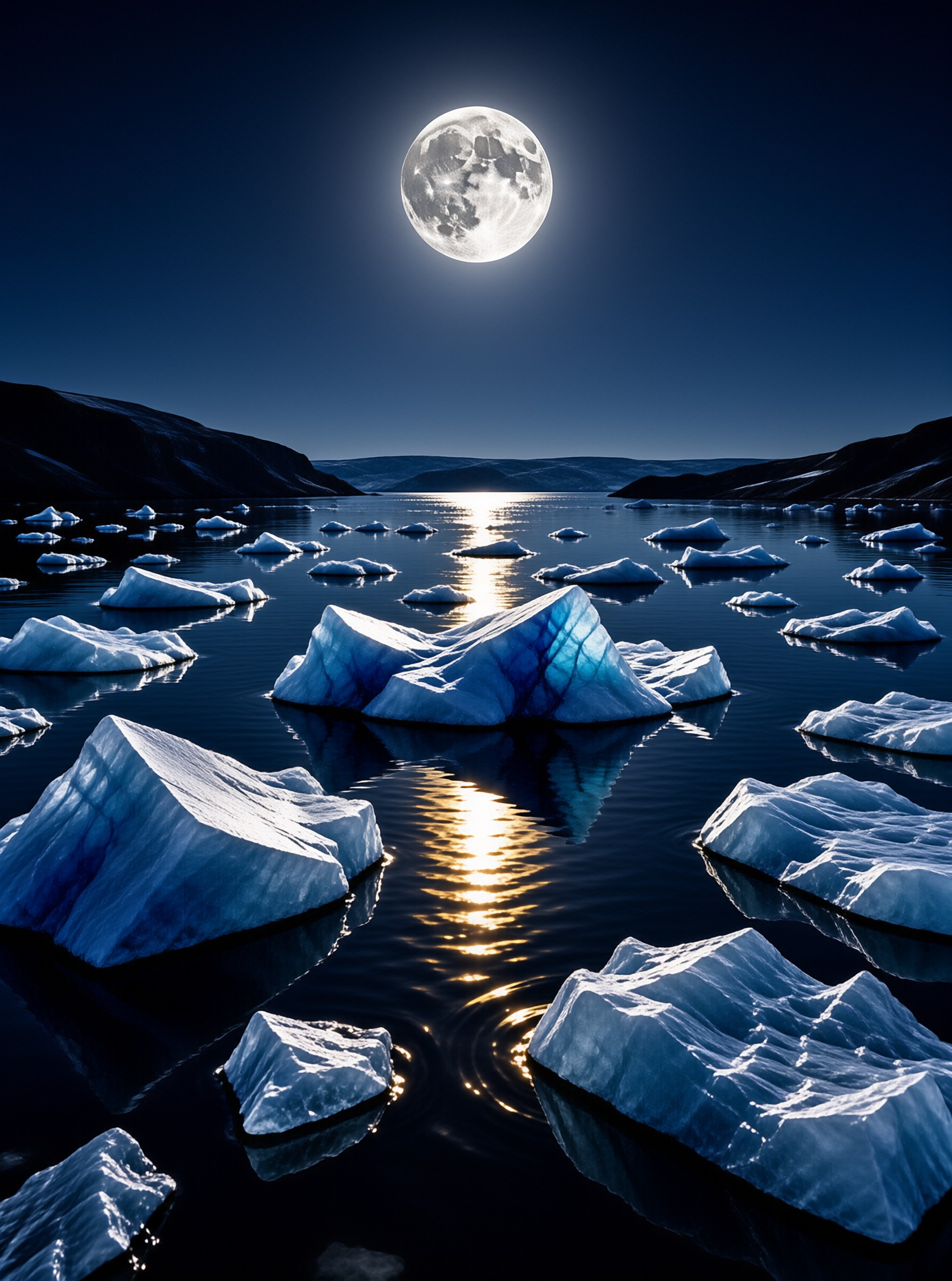 Moonlit Iceberg Night
