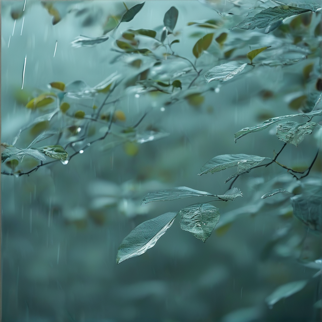 Rain on Green Leaves