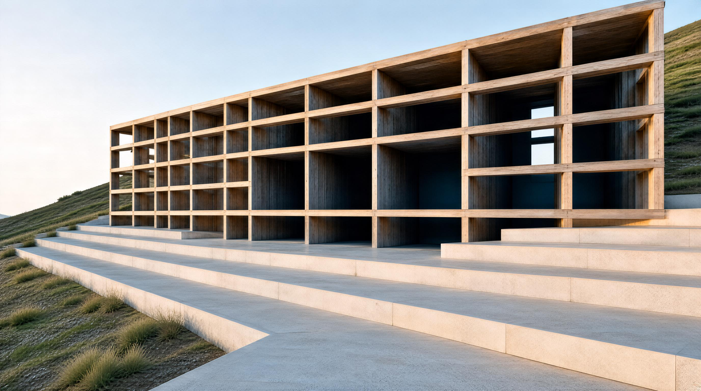 Modern Wooden Structure with Steps