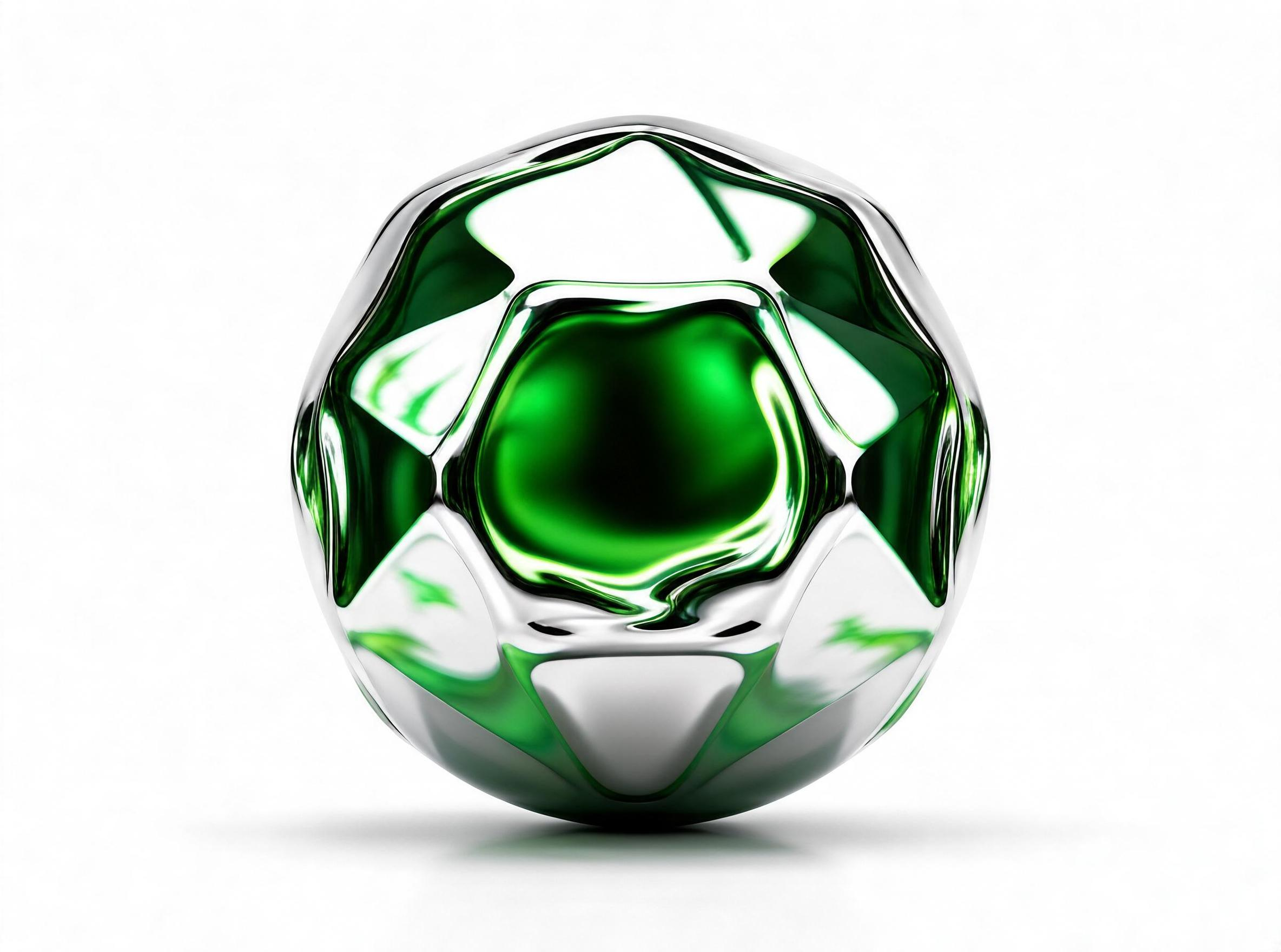 Chrome Green Geometric Sphere