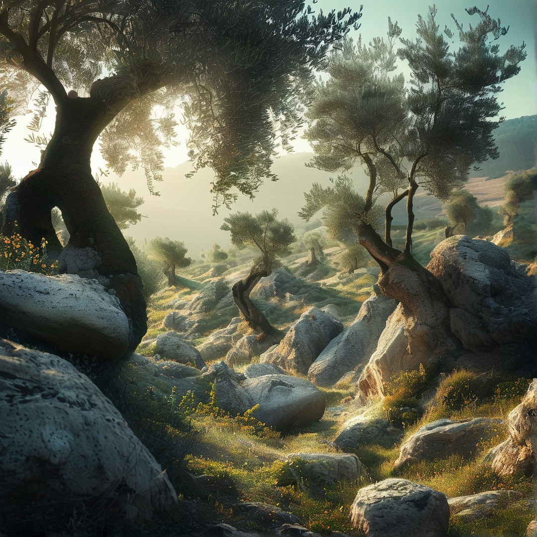 Sunlit Rocky Landscape