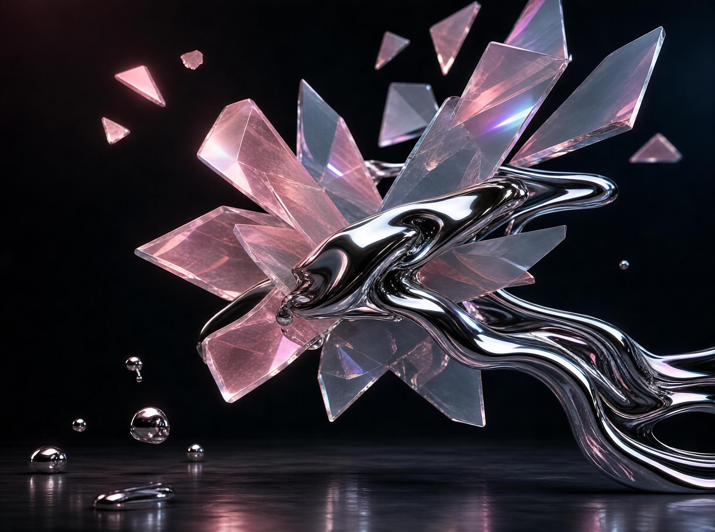 Crystal and Liquid Metal Abstract Art