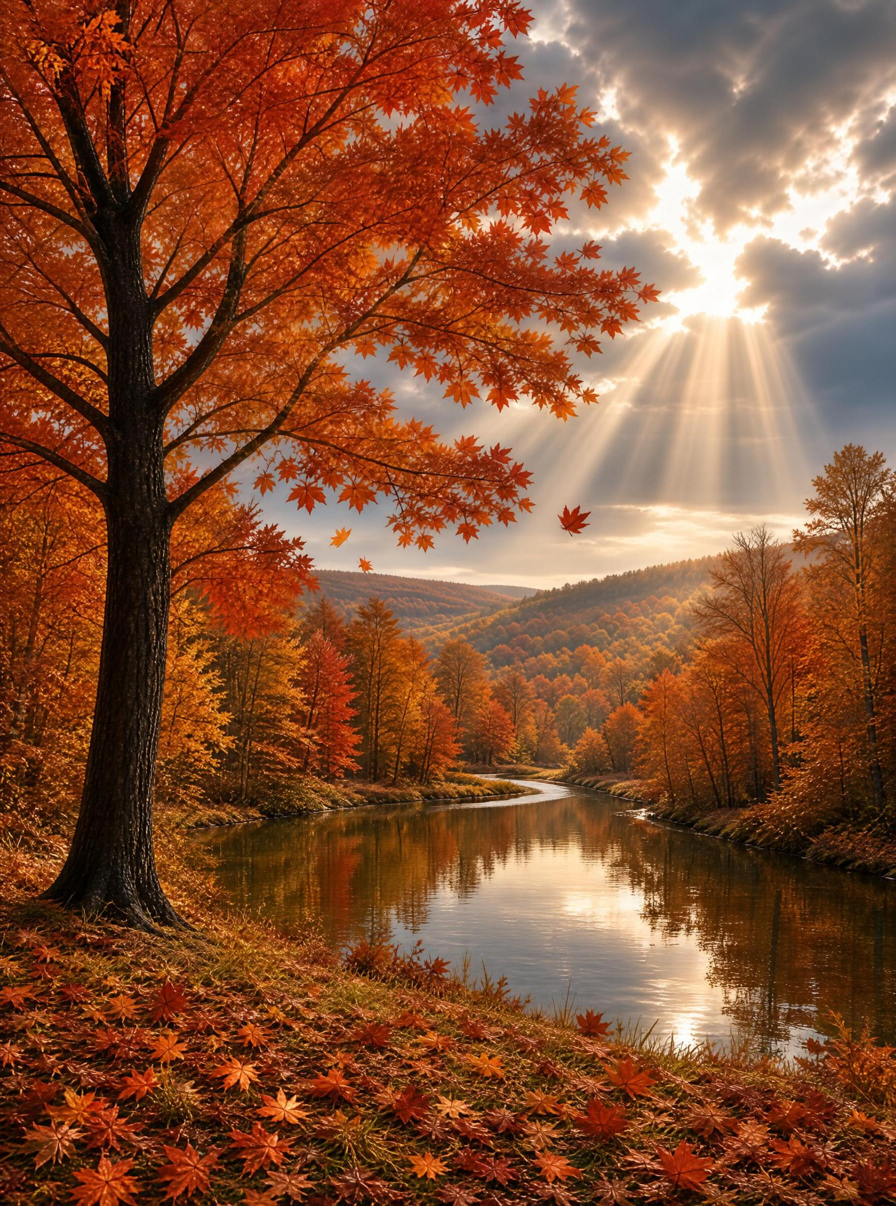 Sunlit Autumn River