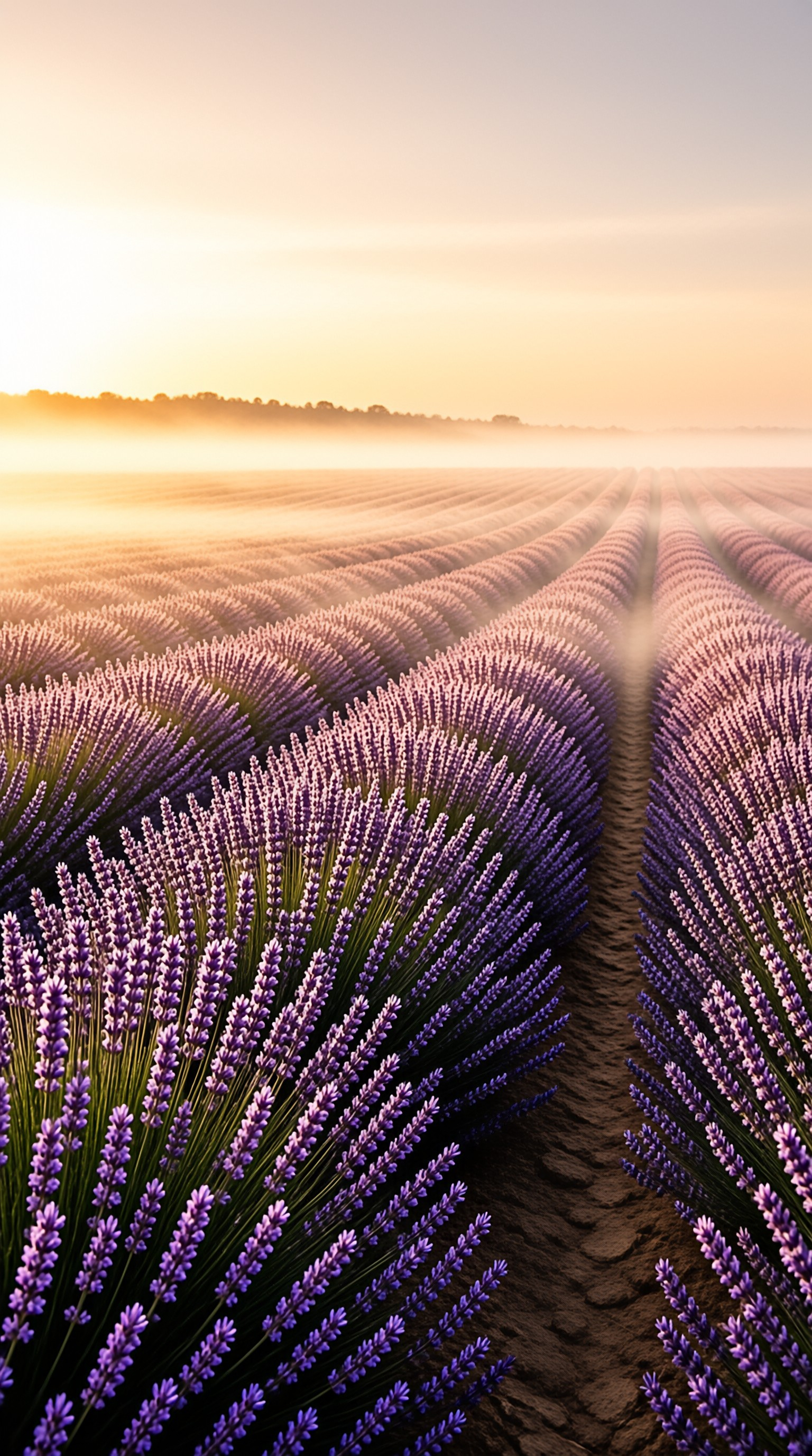 Sunrise in Lavender Fields