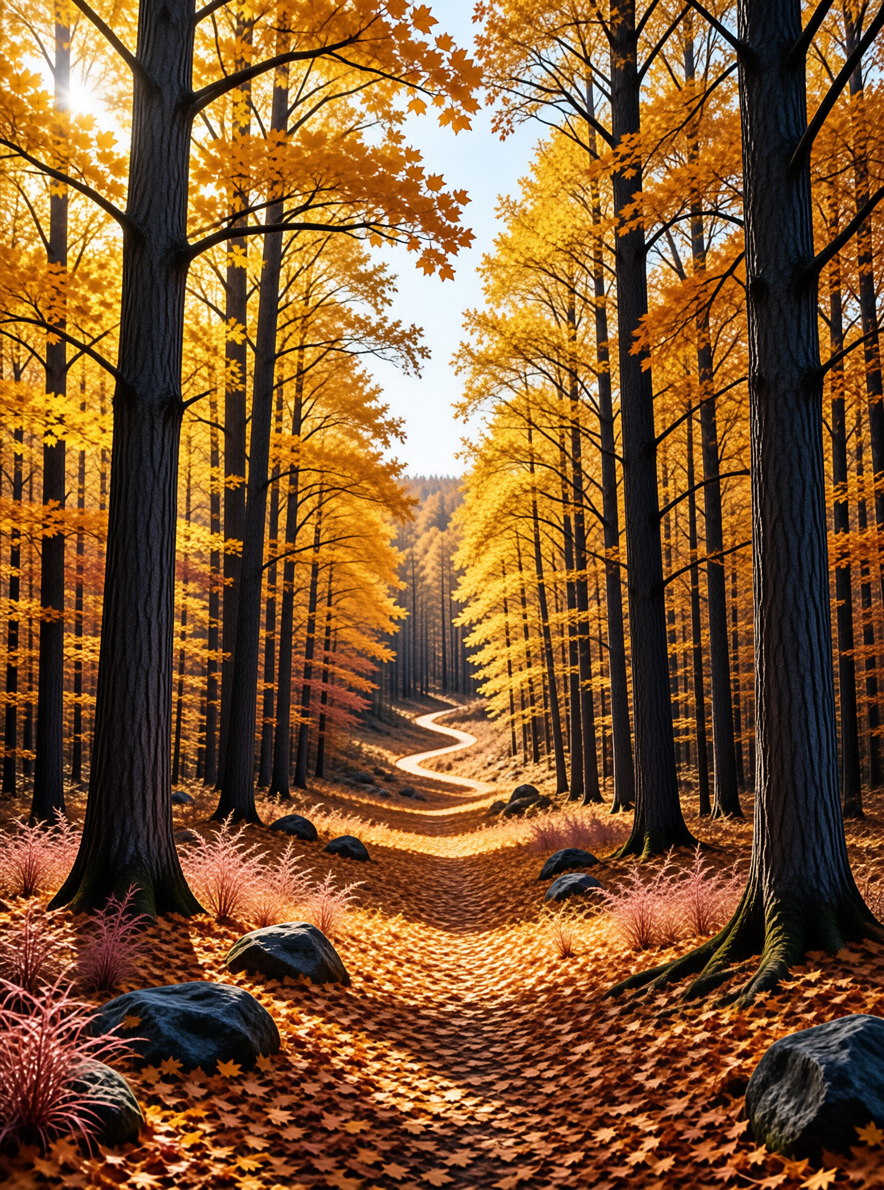 Golden Autumn Forest Path