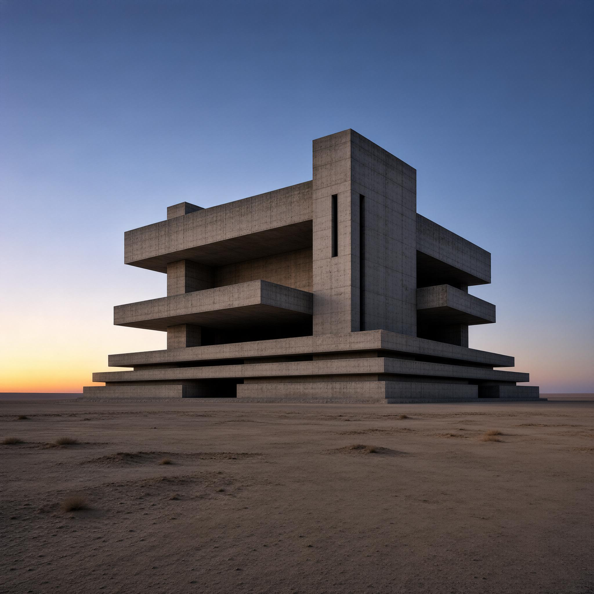 Modernist Concrete Structure in Desert