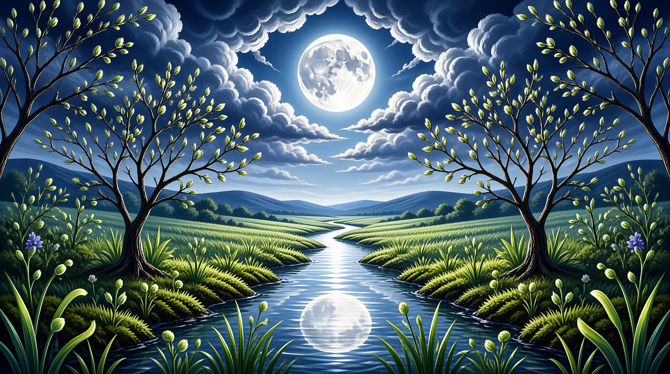 Tranquil Moonlit Valley