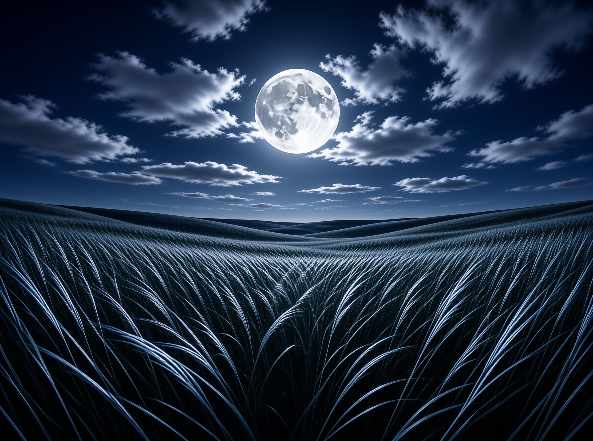 Full Moon Over Grasslands