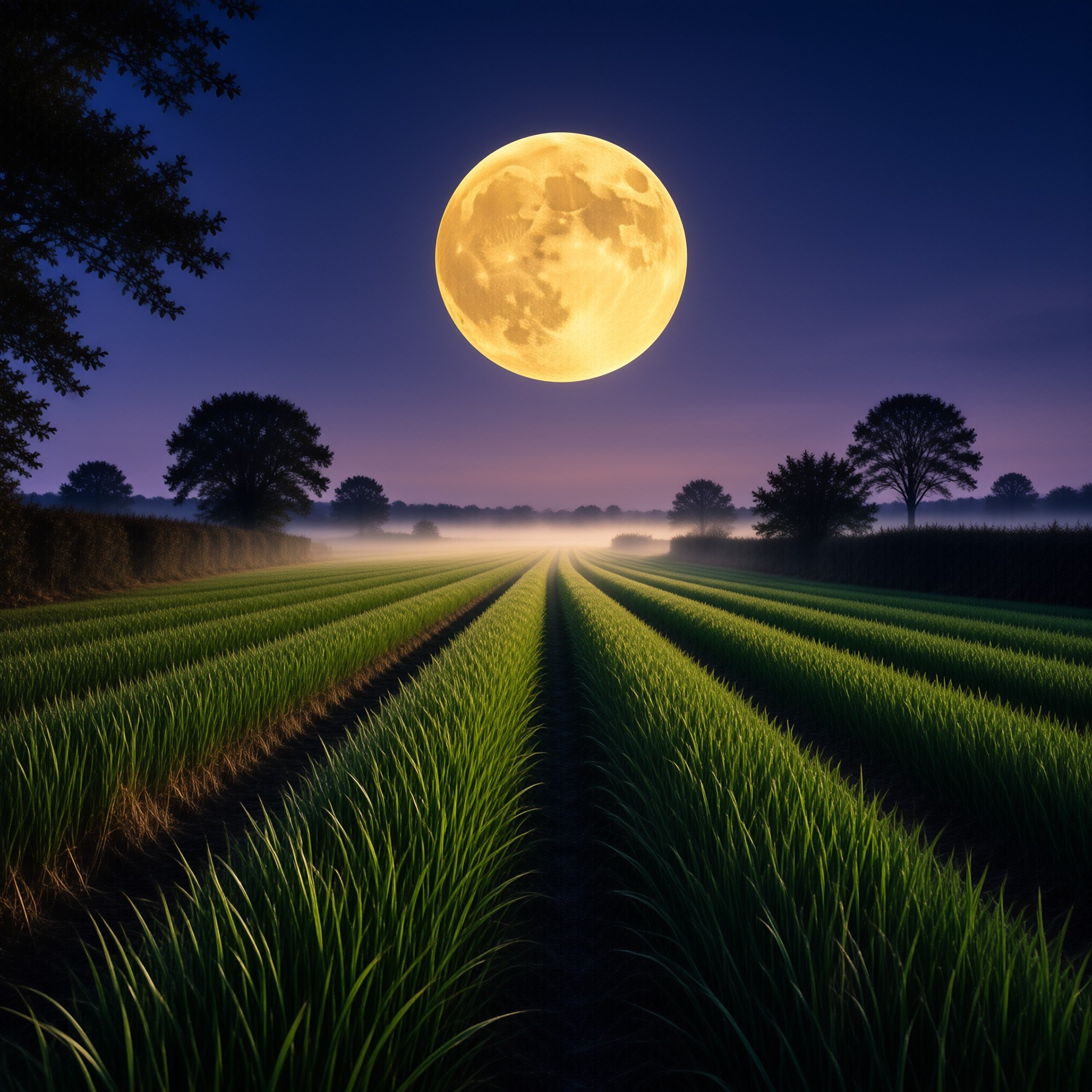 Moonlit Crop Field