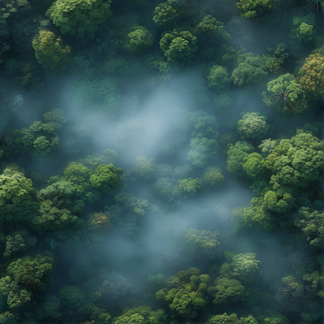 Misty Forest Aerial View