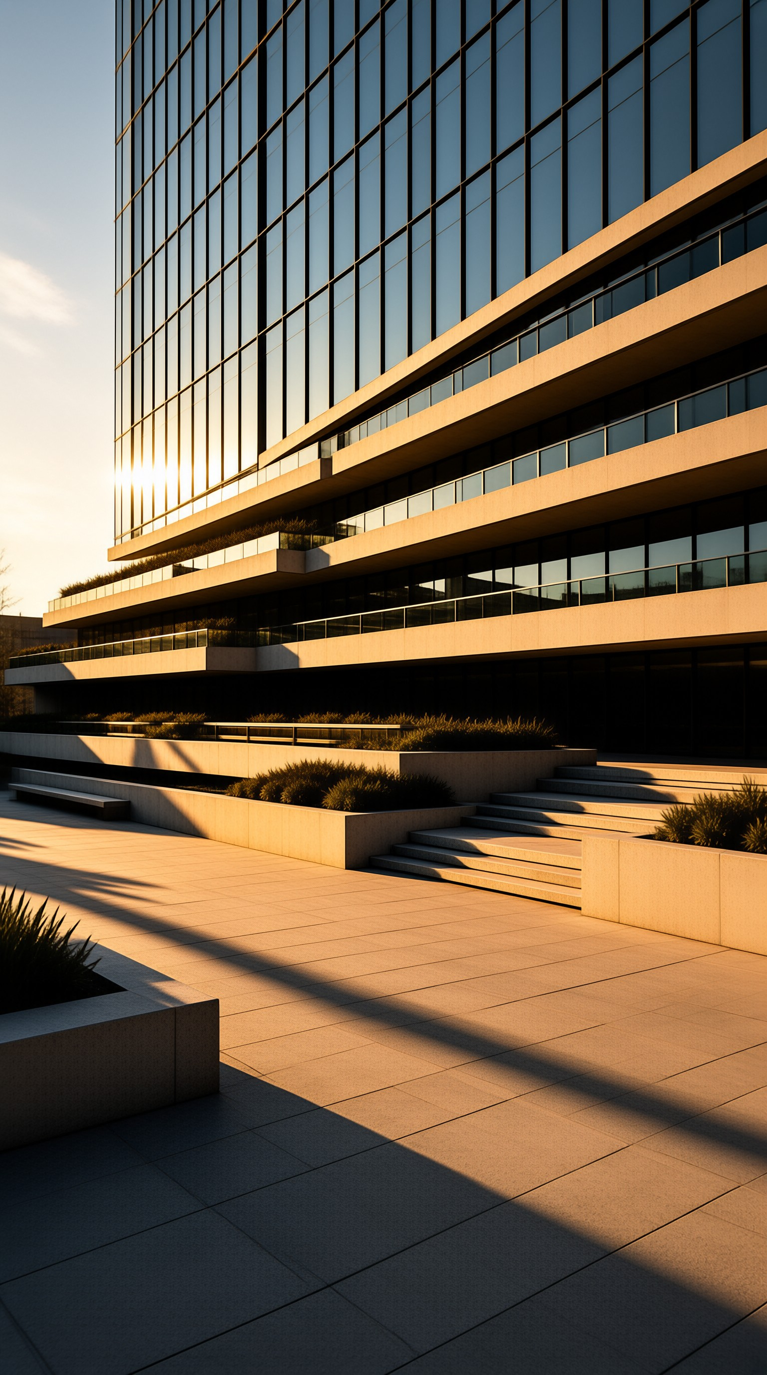 Modern Building at Sunset