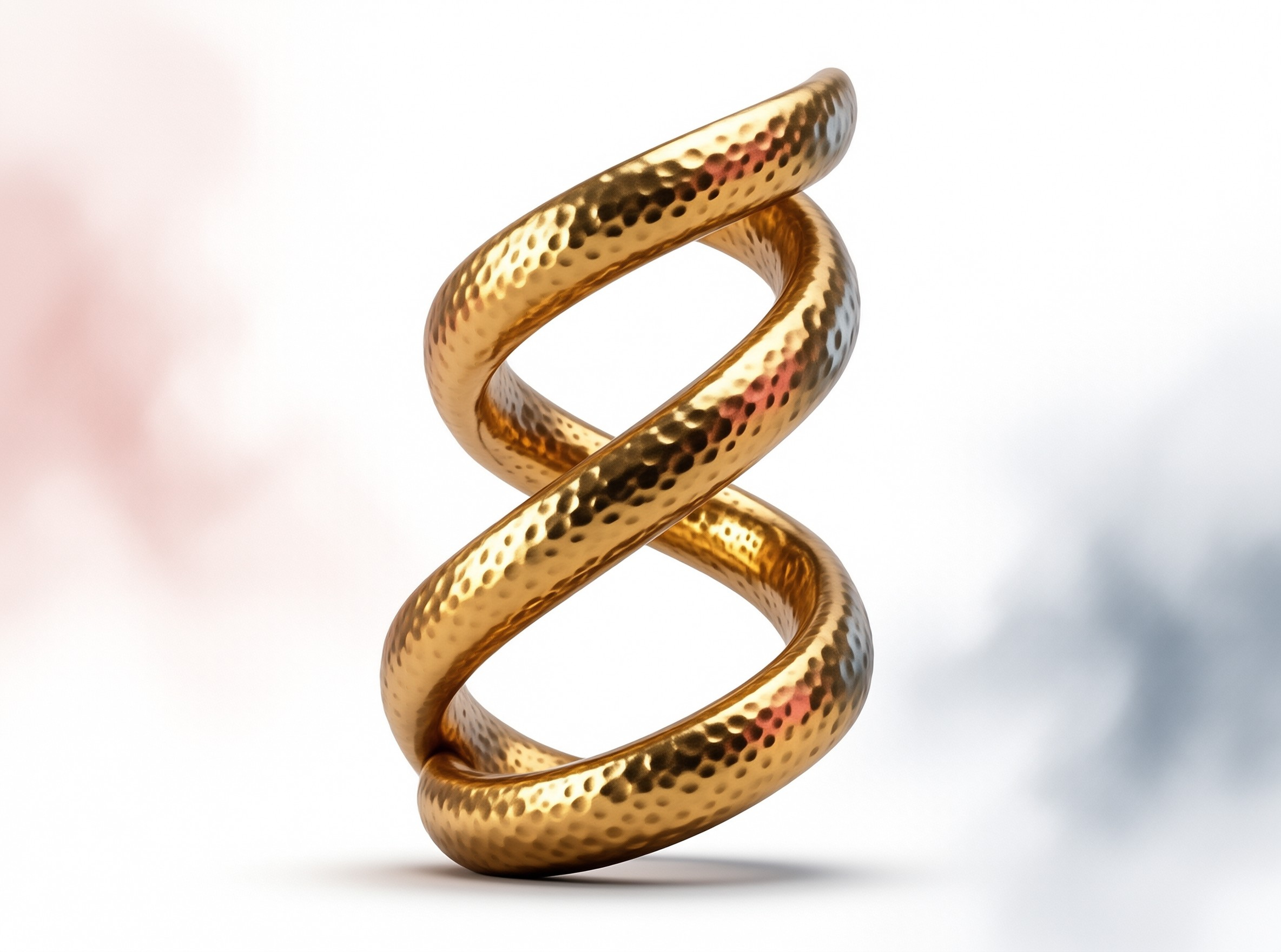 Golden Twisted Hammered Ring