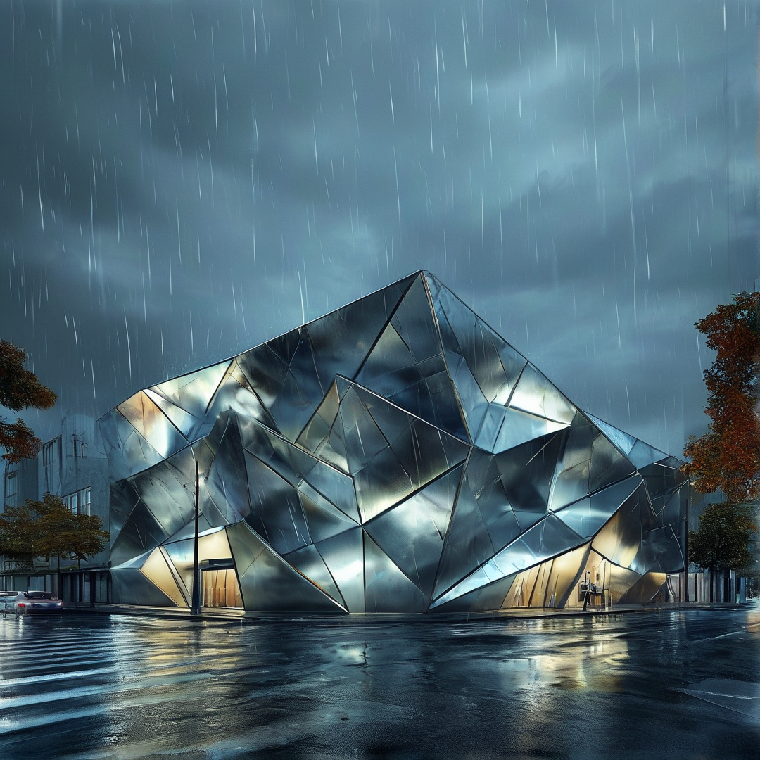 Geometric Building in Rain