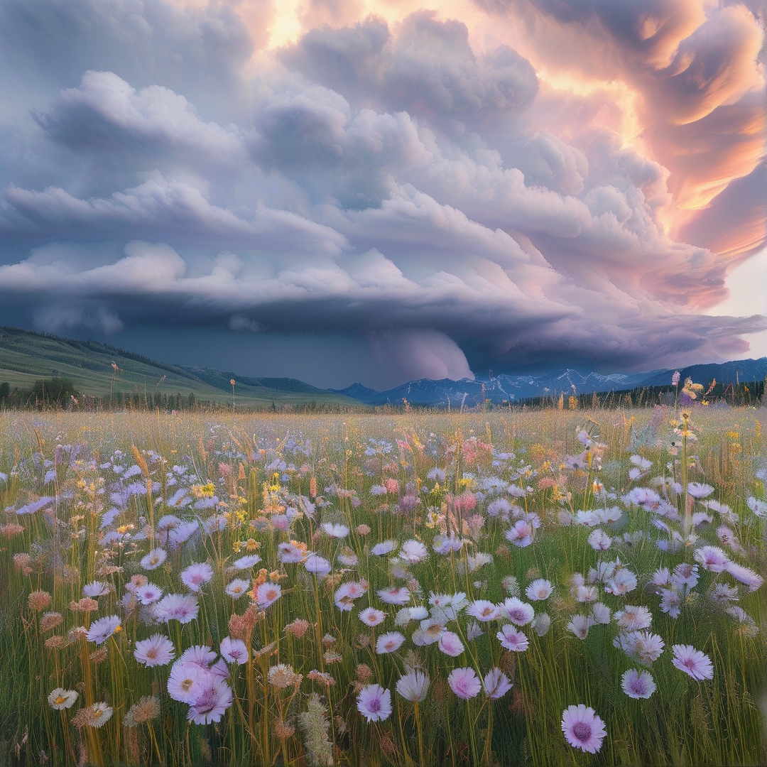 Dramatic Meadow Sunset Storm
