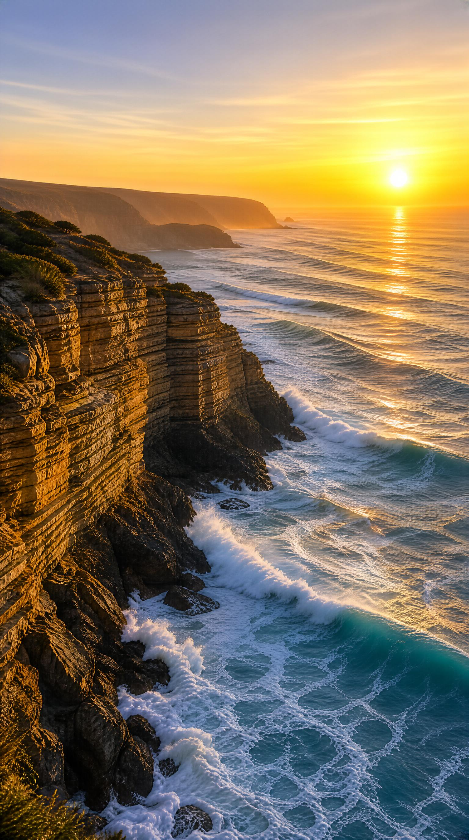 Sunset Over Coastal Cliffs