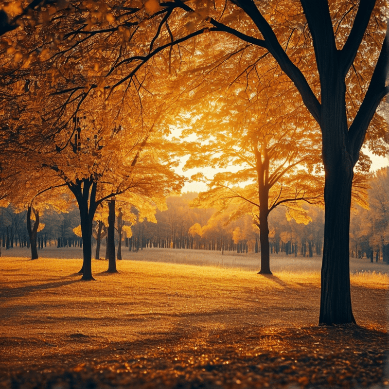Golden Autumn Grove at Sunset