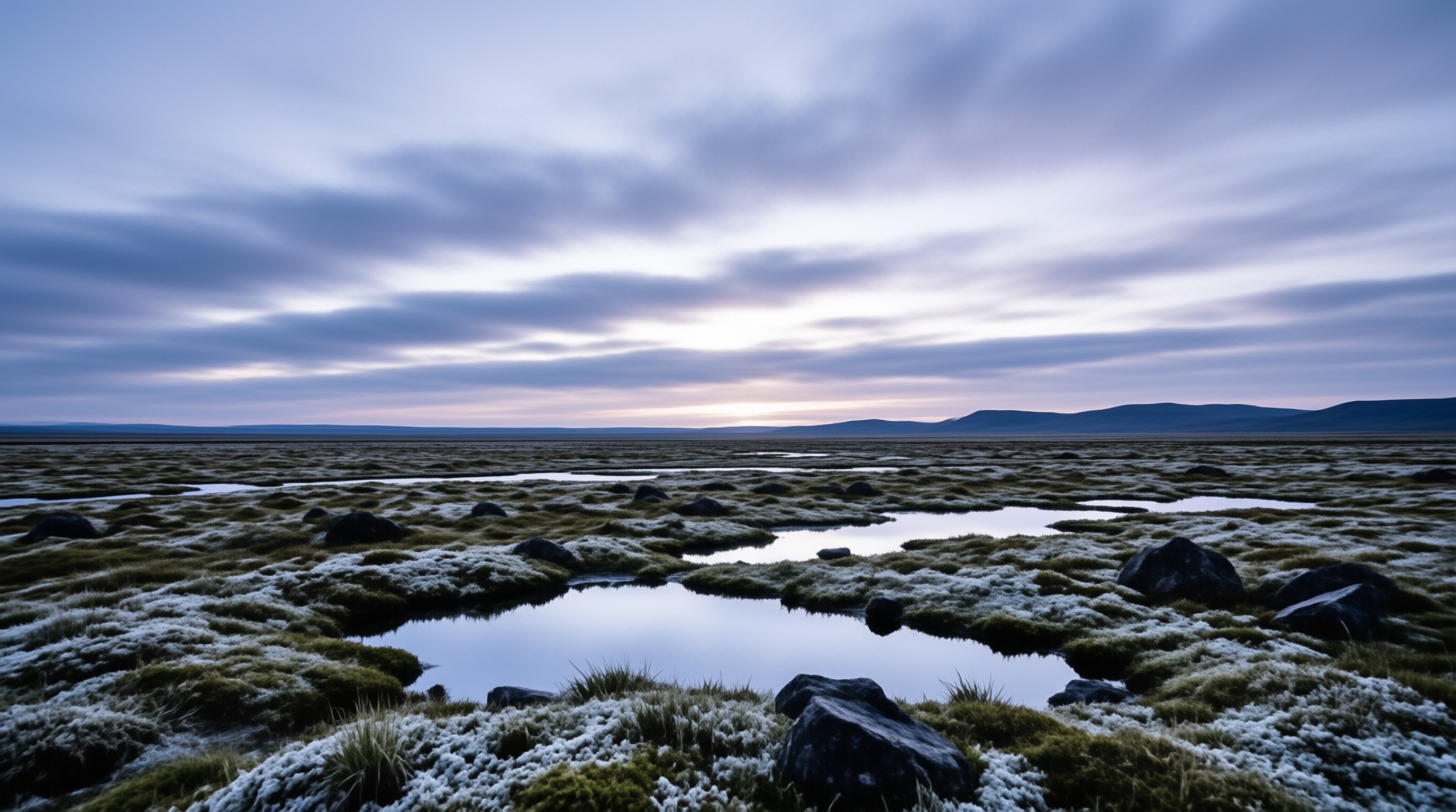 Frozen Tundra at Dusk