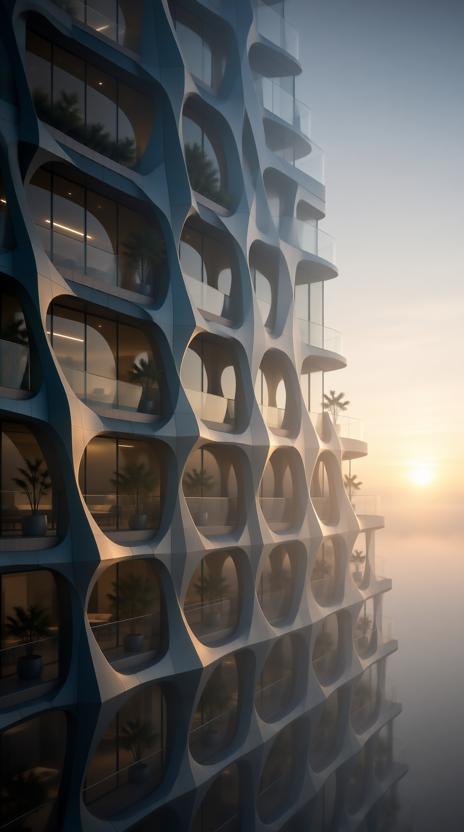 Modern High-Rise with Organic Facade