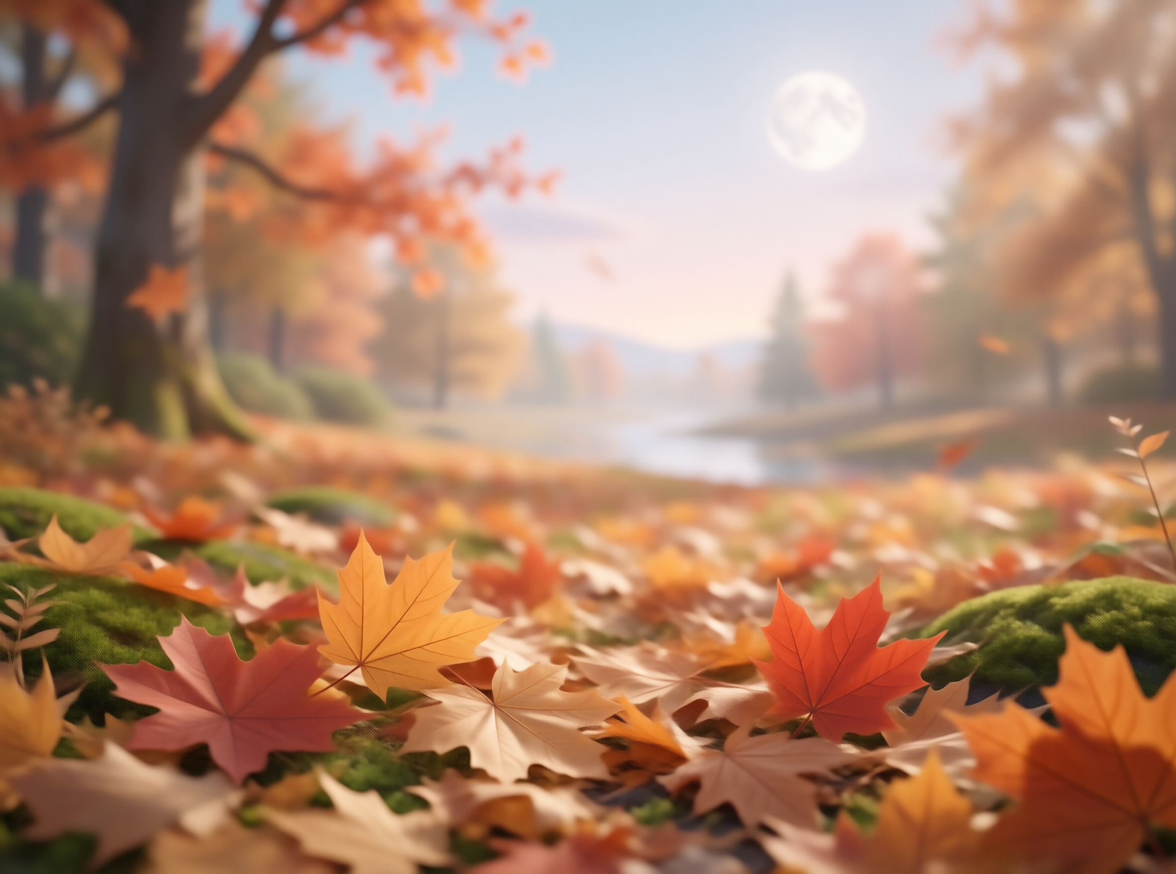 Foggy Autumn Park Morning