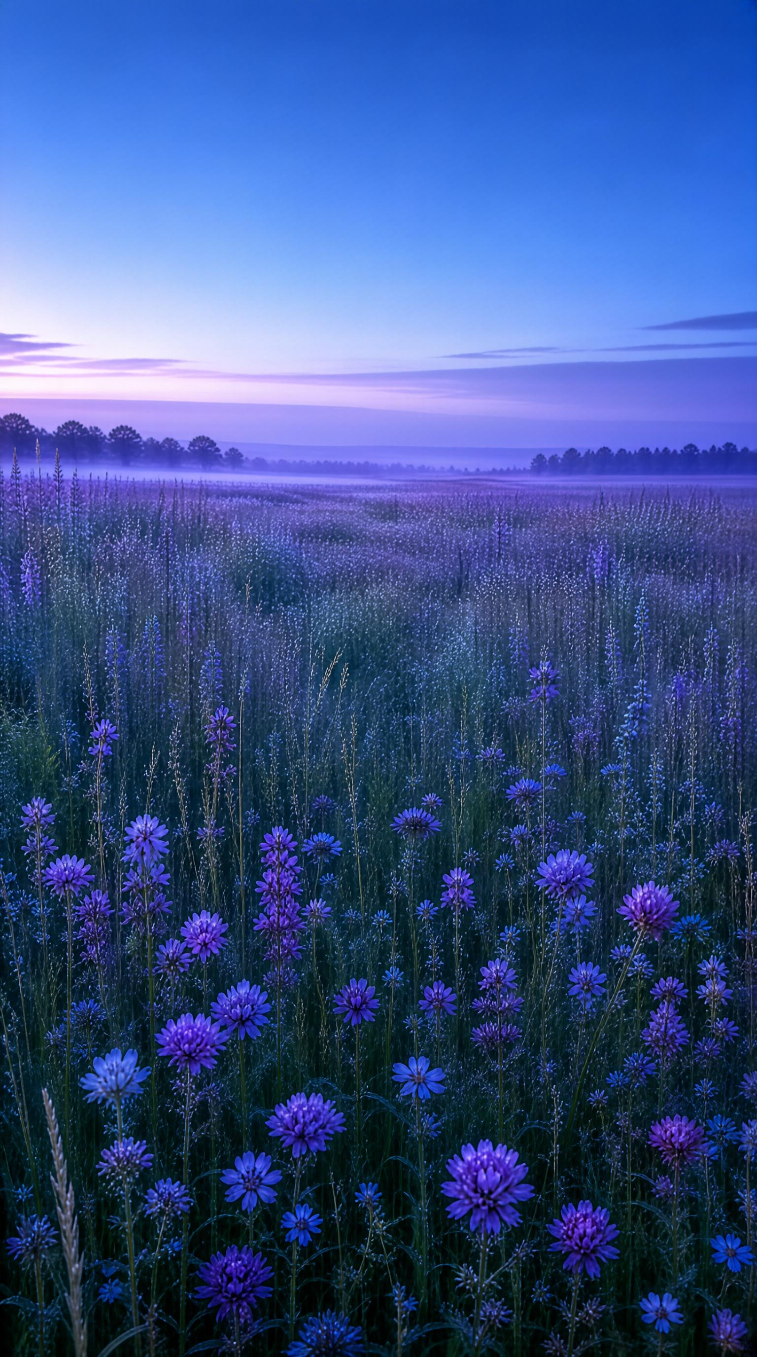 Purple Flower Field at Dawn