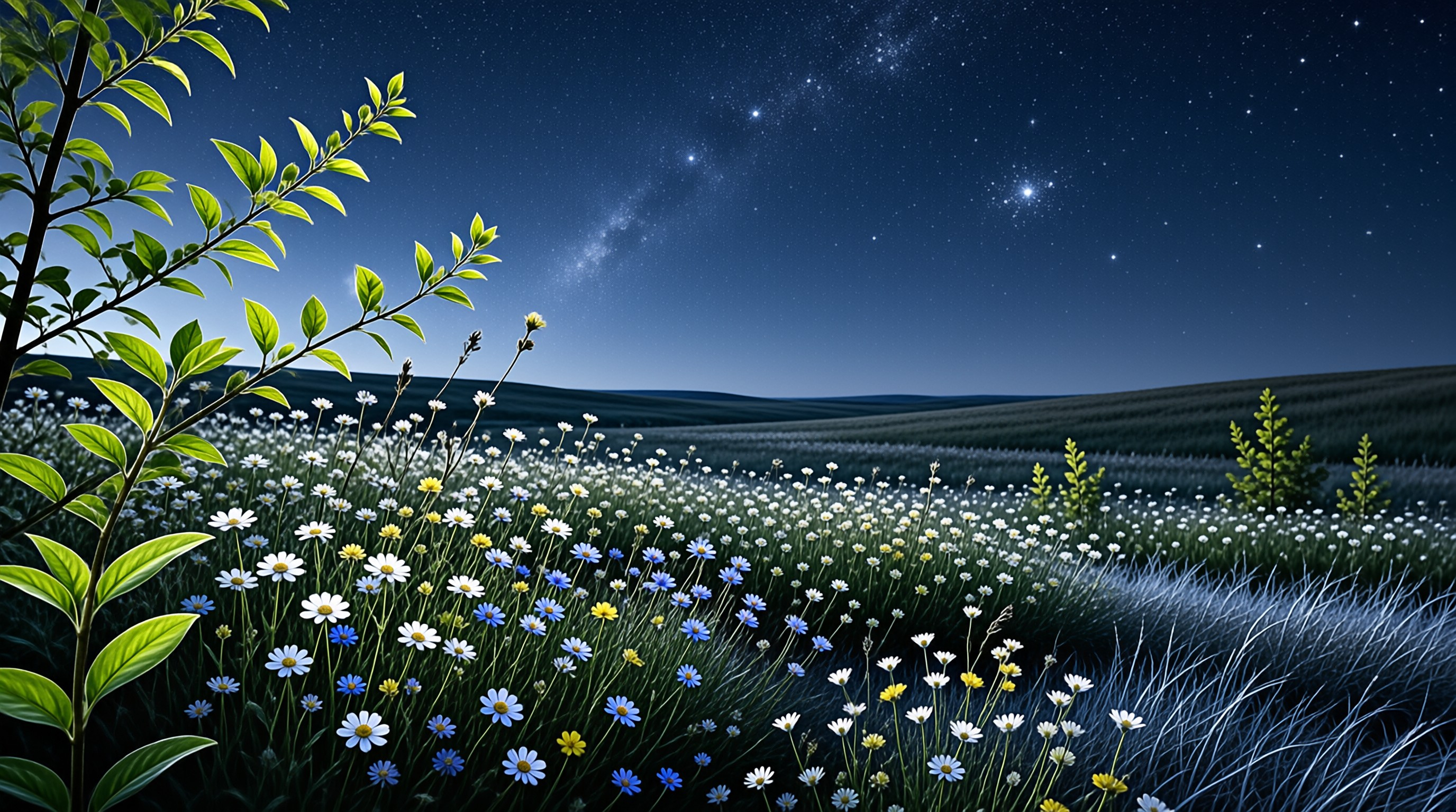 Starry Night Flower Field