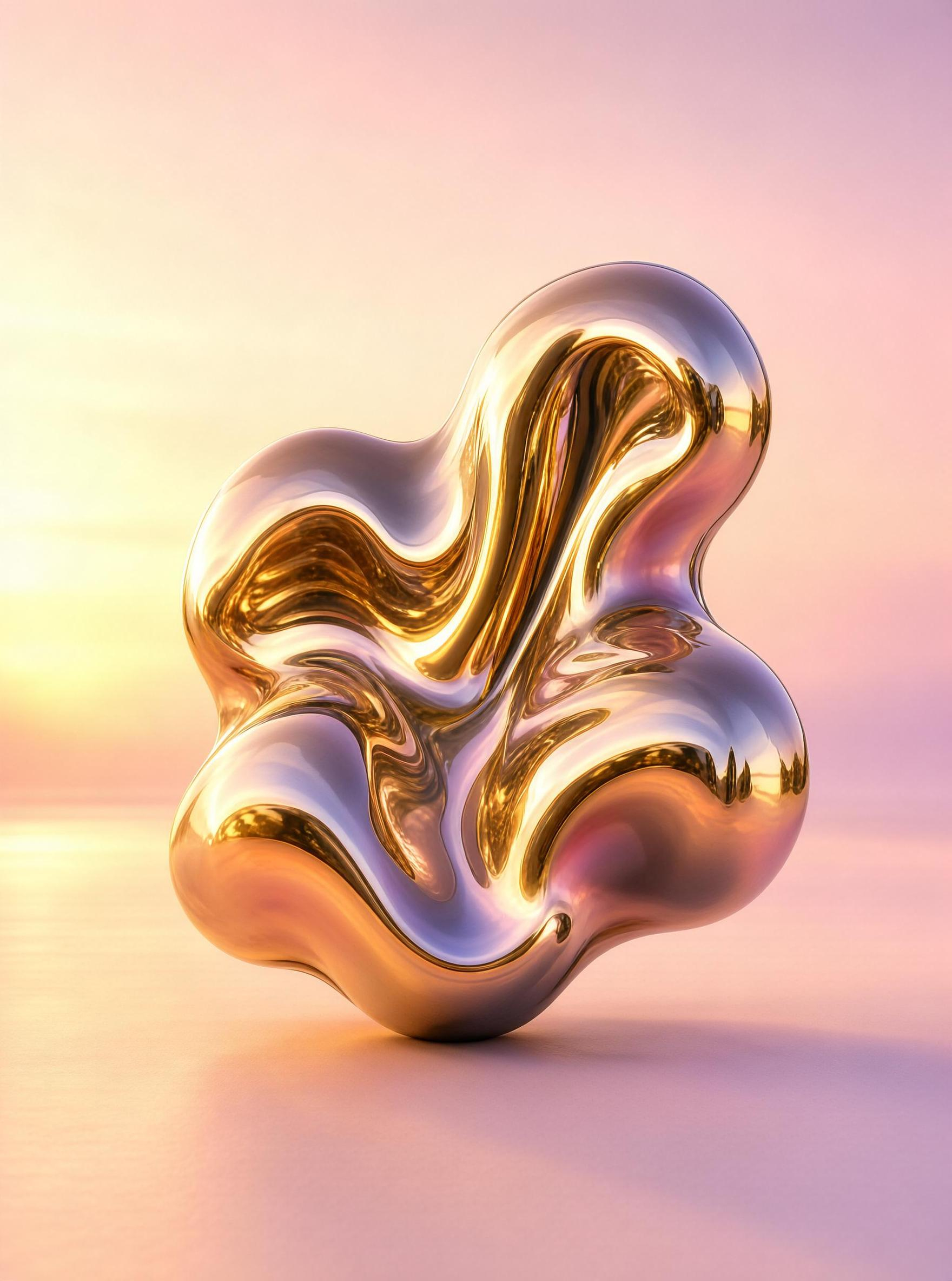 Golden Abstract Sculpture