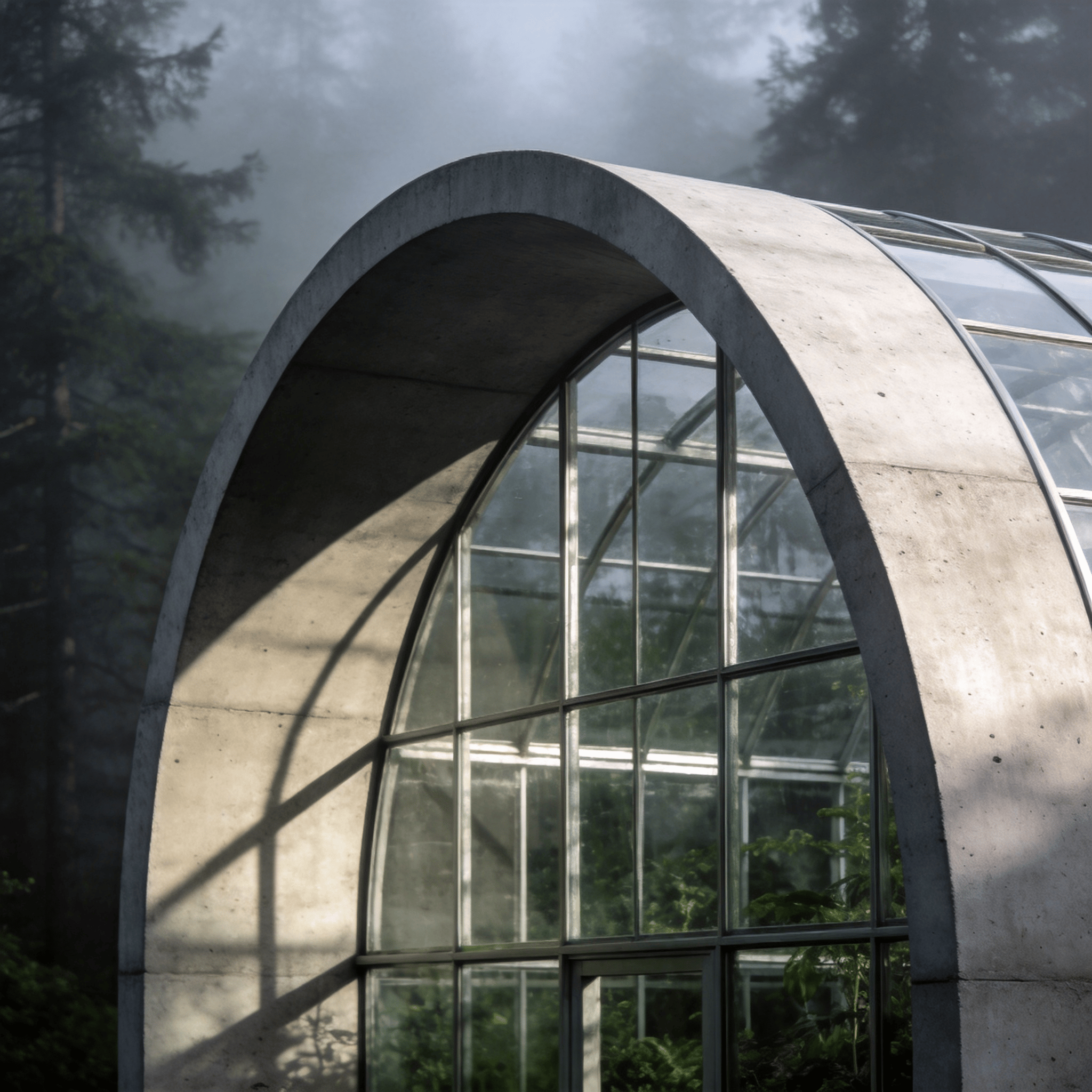 Greenhouse in Misty forest