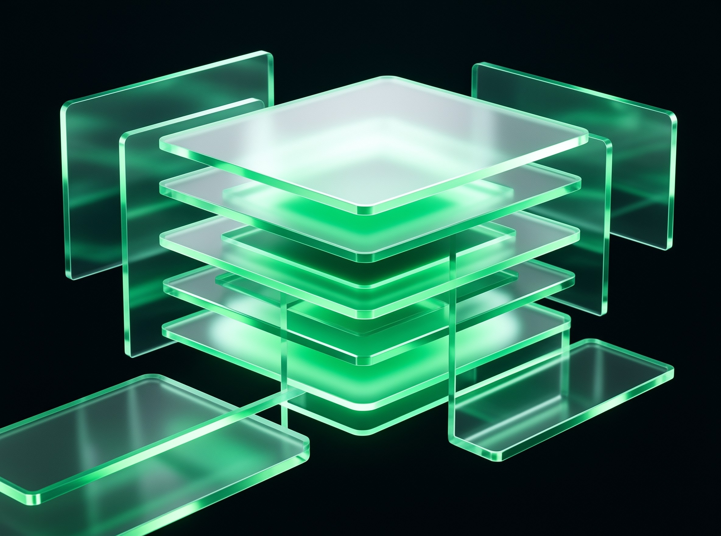 Stacked Green Glass Layers