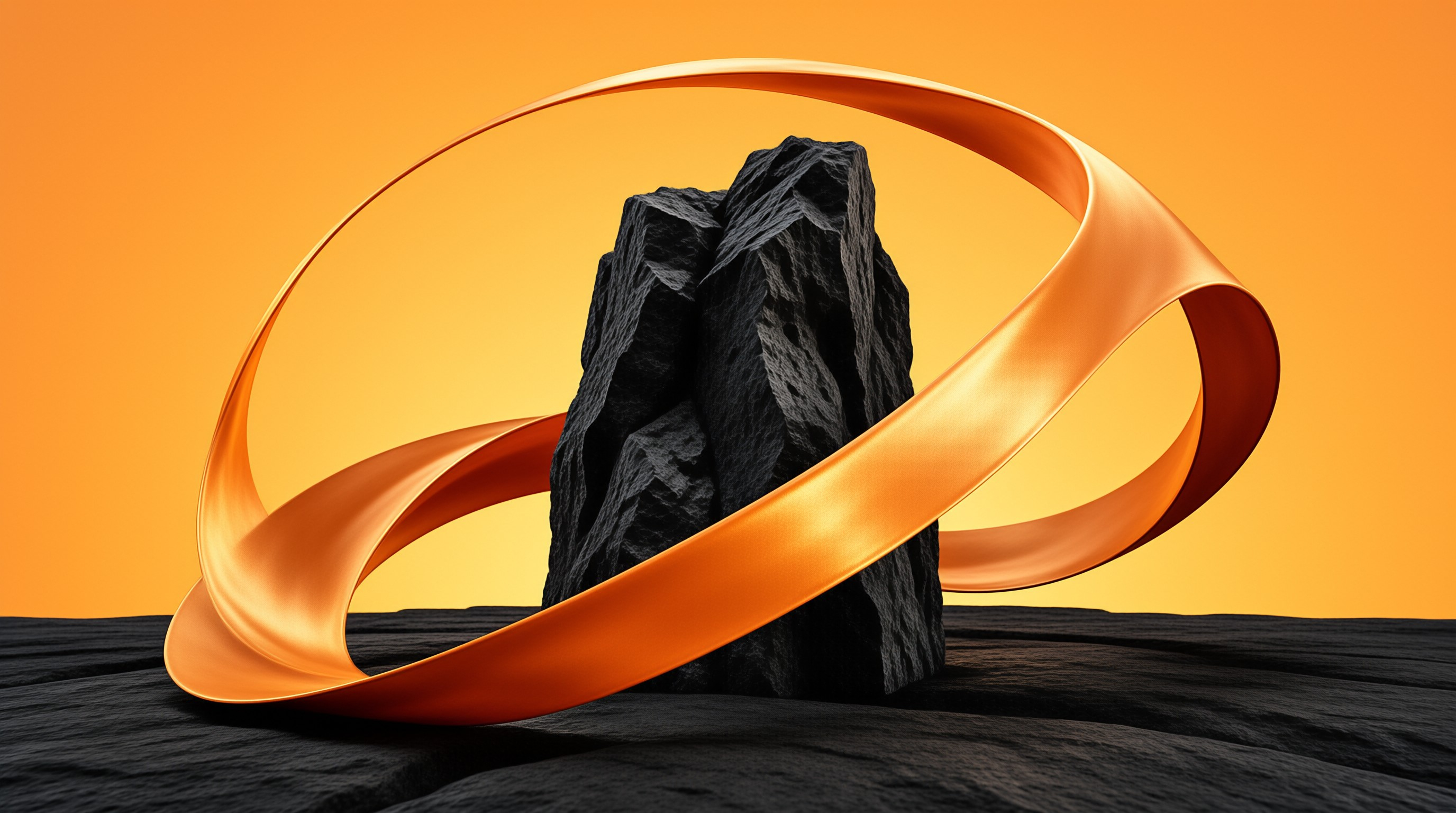 Basalt Monolith — Orange Ribbon Study