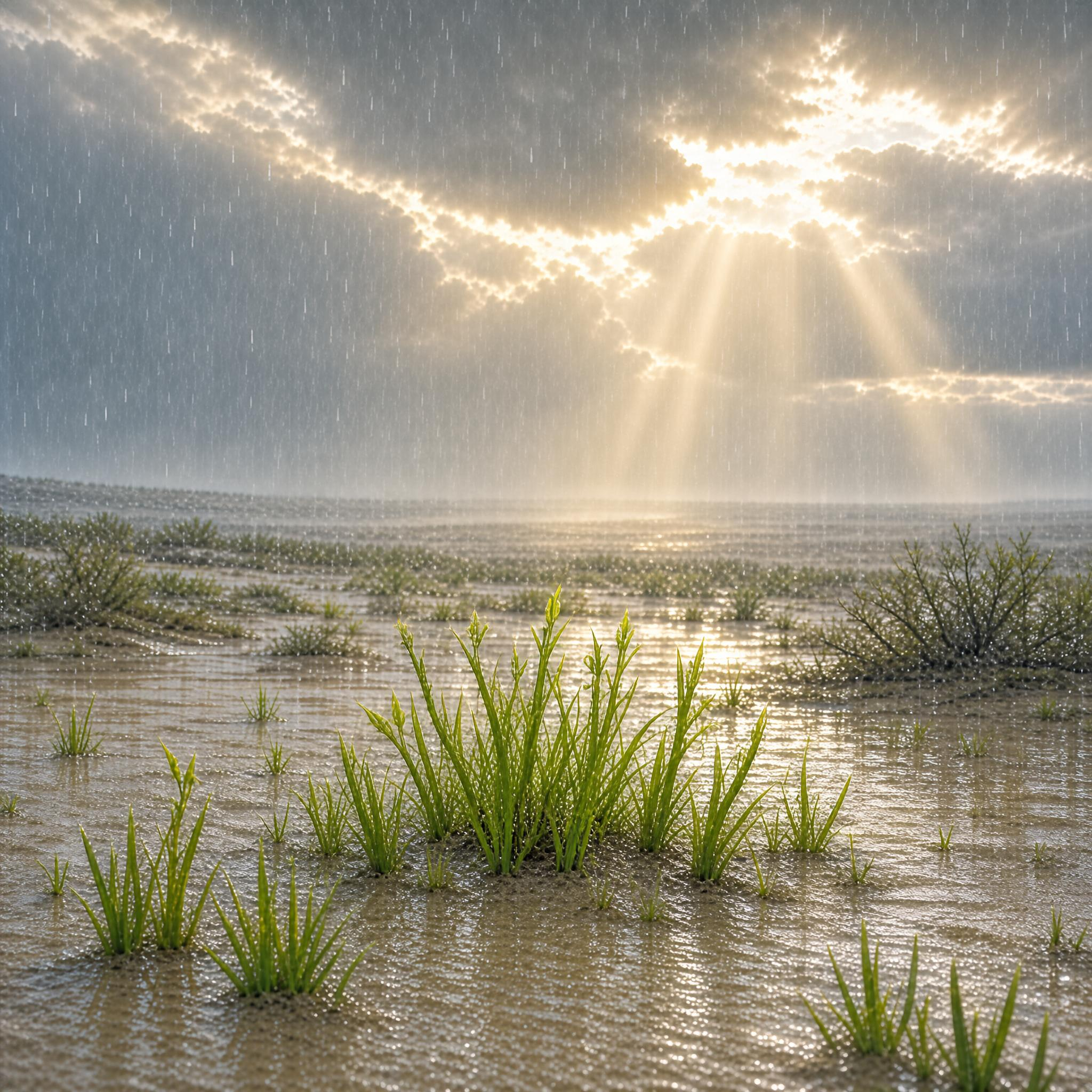Sunlight Through Rainy Marsh