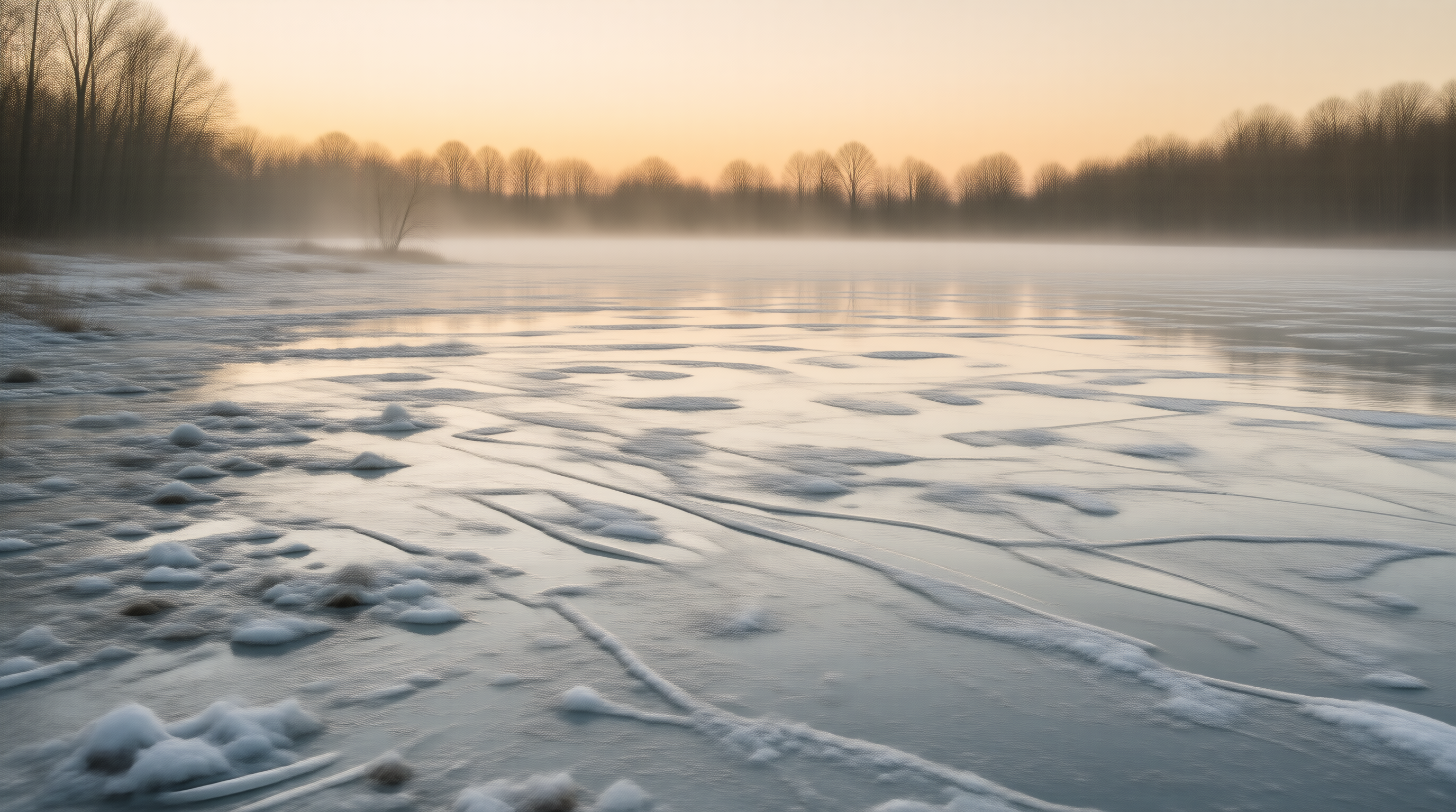 Frozen Lake Sunrise Landscape