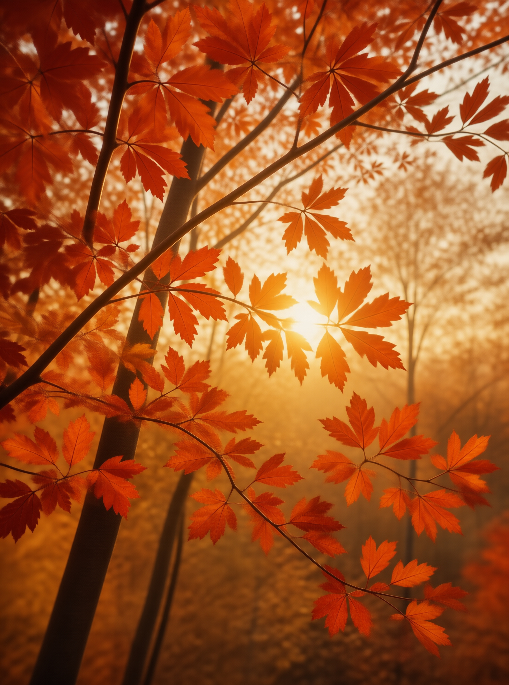 Sunlit Autumn Leaves