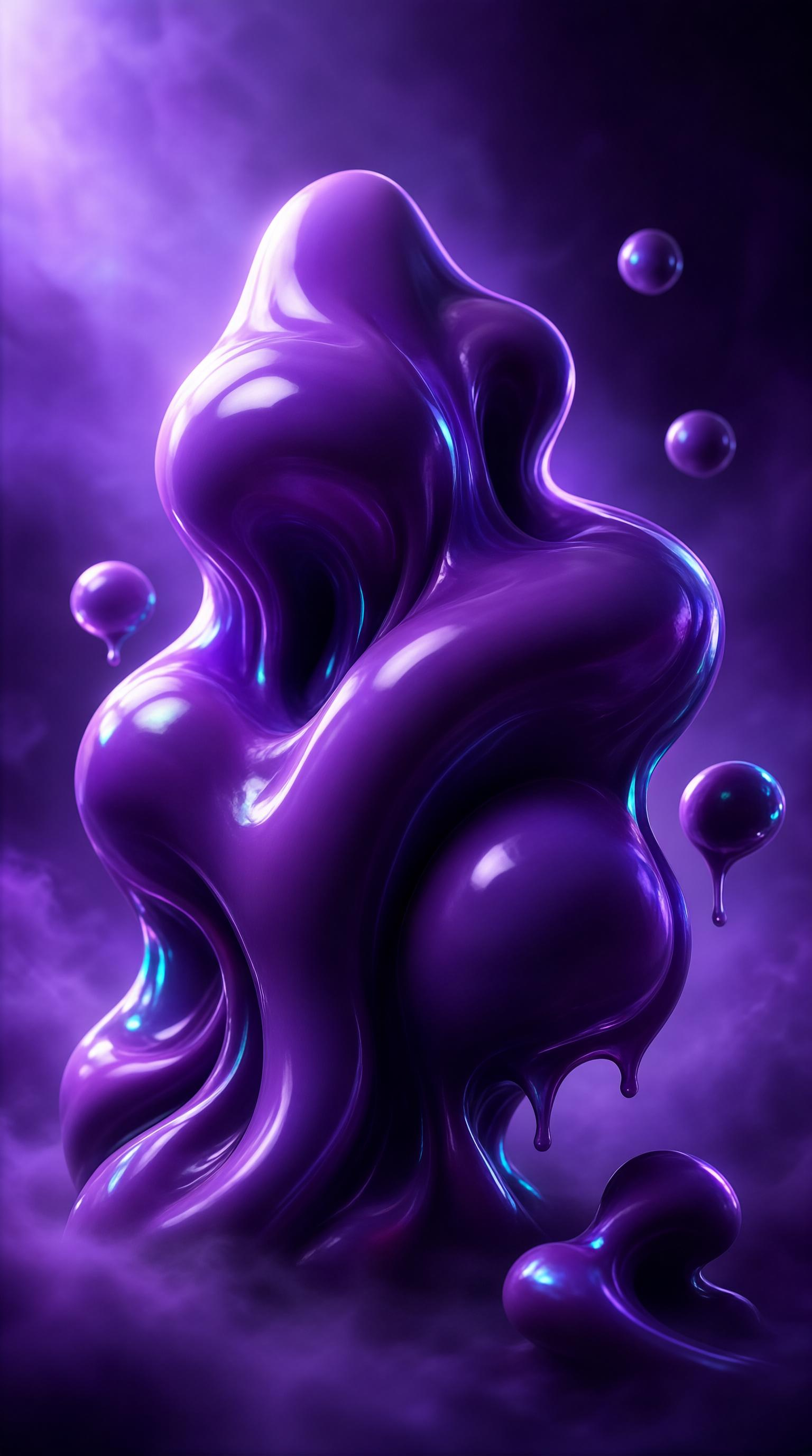 Glossy Purple Fluid Sculpture