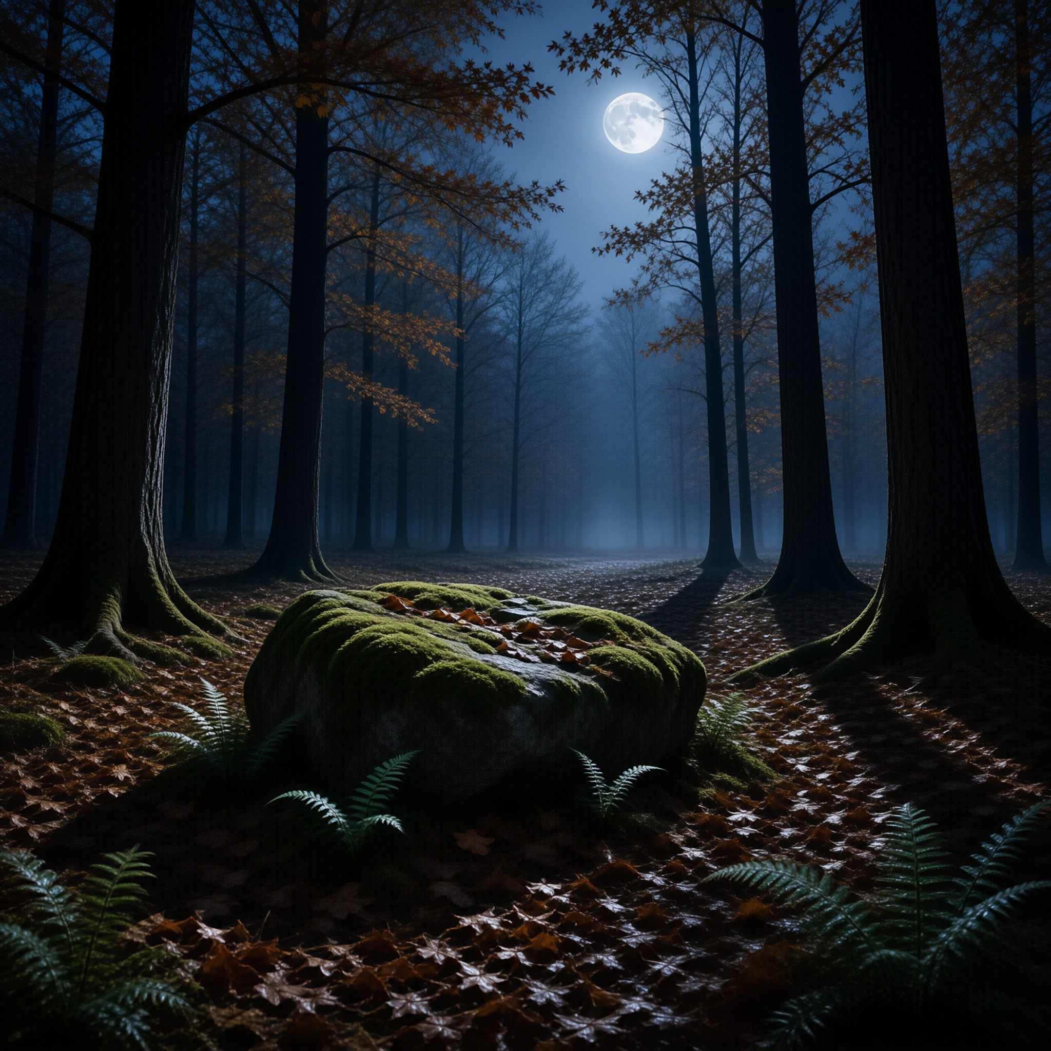 Misty Moonlit Forest Stone