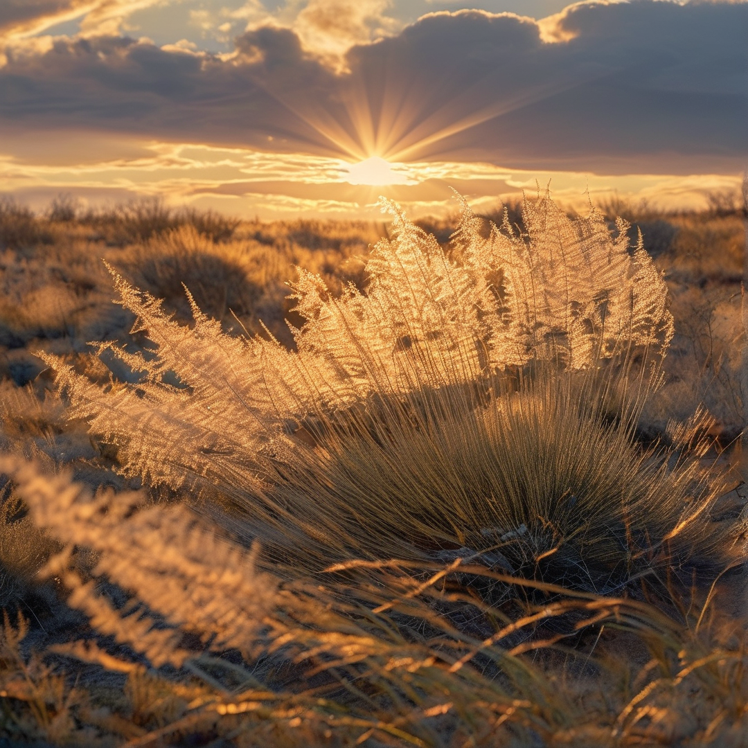 Golden Sunset Over Grassland