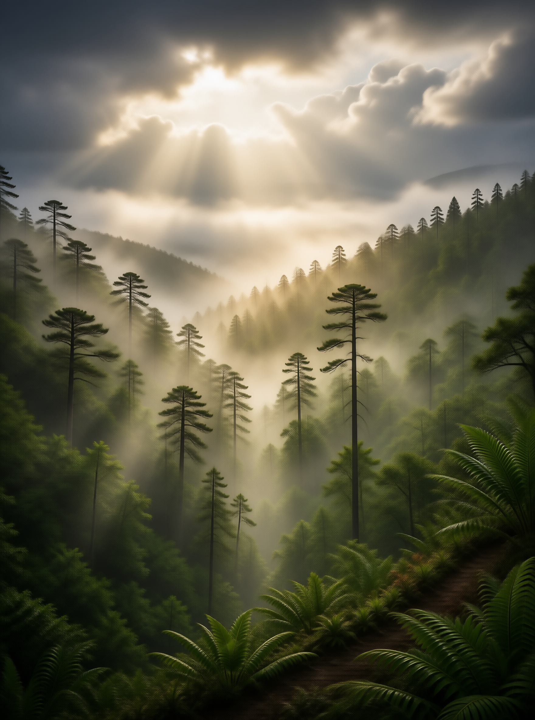 Misty Forest Sunbeams