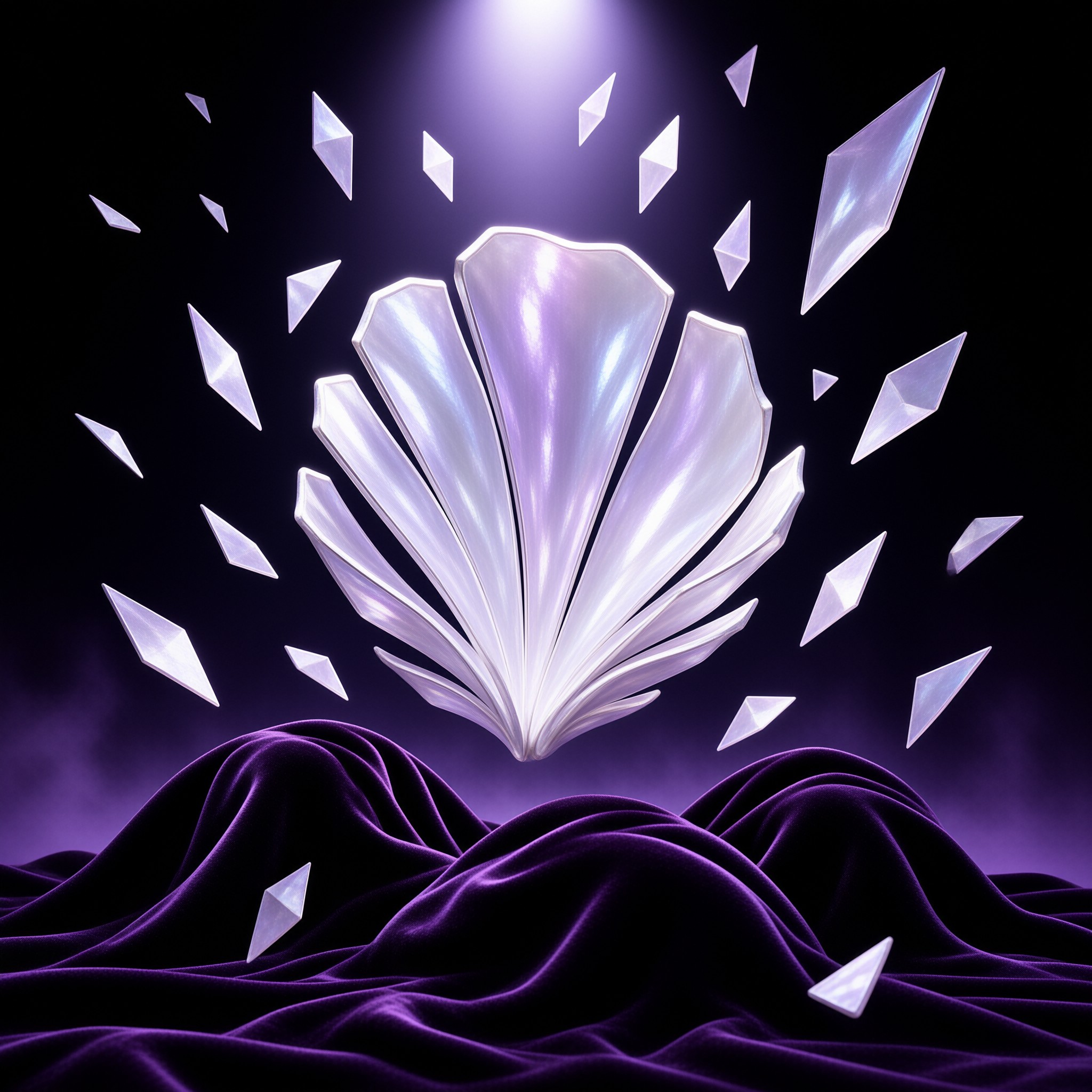 Pearl Shell on Purple Velvet