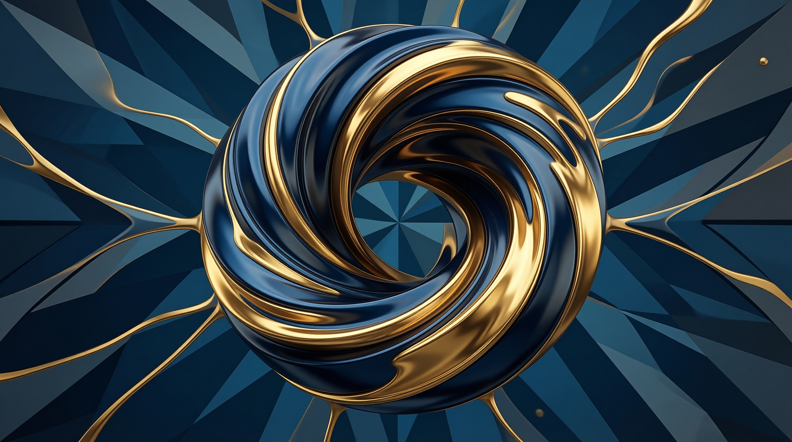 Gold and Blue Abstract Swirl