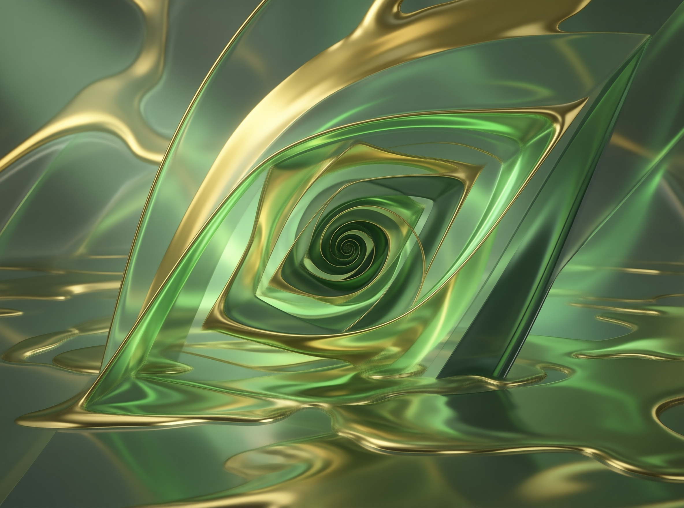 Abstract Green Gold Vortex